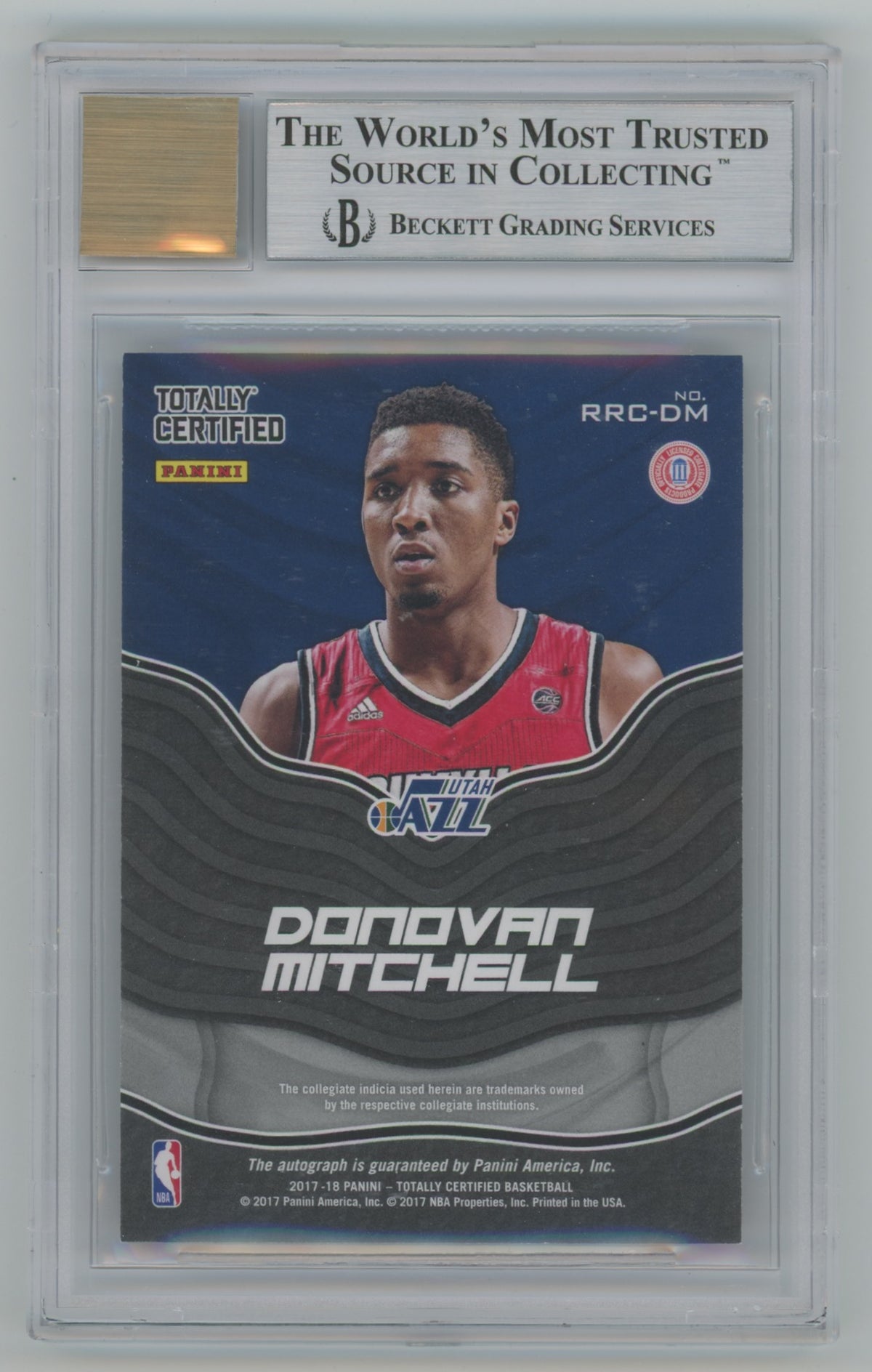 2017-18 Panini Totally Certified Rookie Roll Call Autographs #13 Donovan Mitchell BGS 9 (Auto 10) (Rookie)