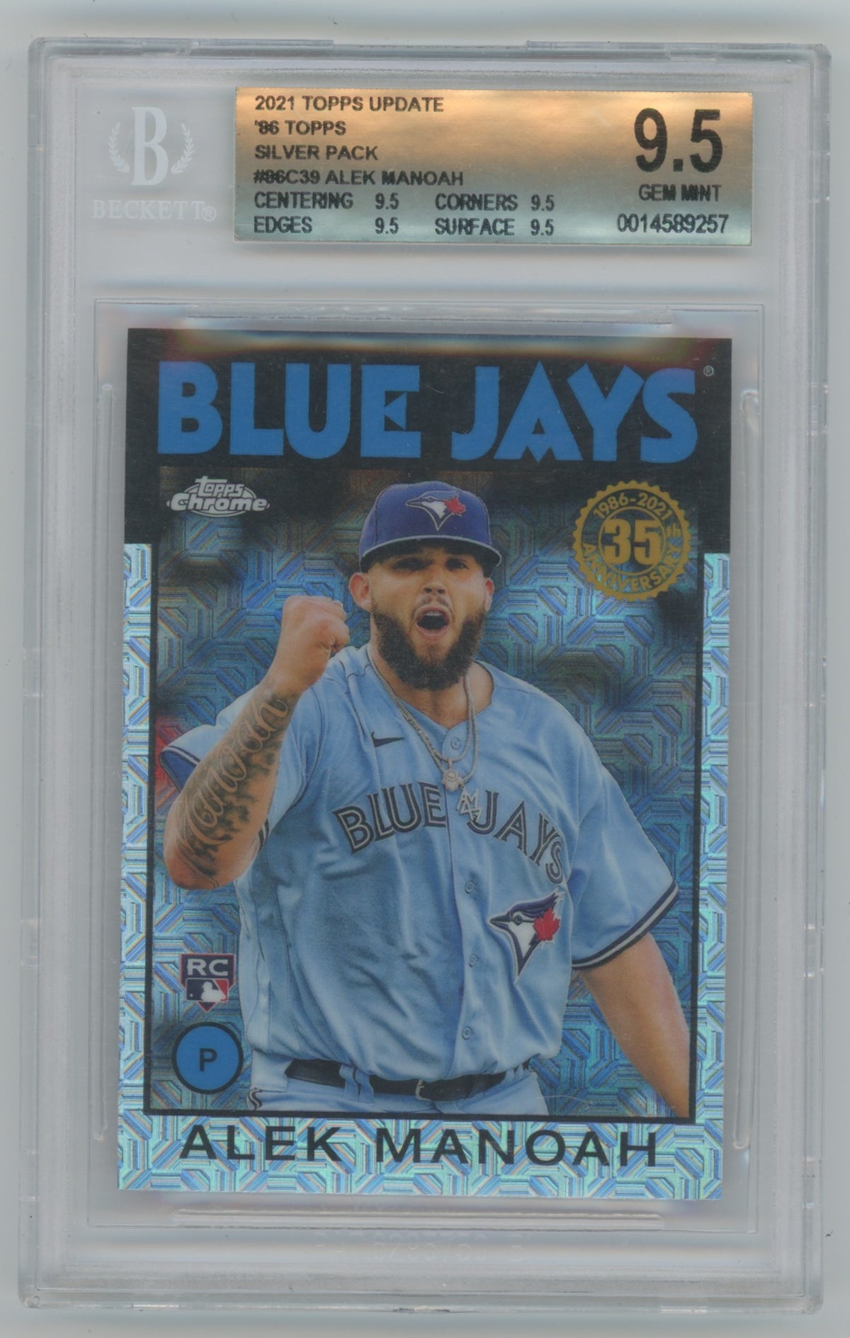2021 Topps Update Silver Pack '86 Topps #86C39 Alek Manoah BGS 9.5 (Rookie)