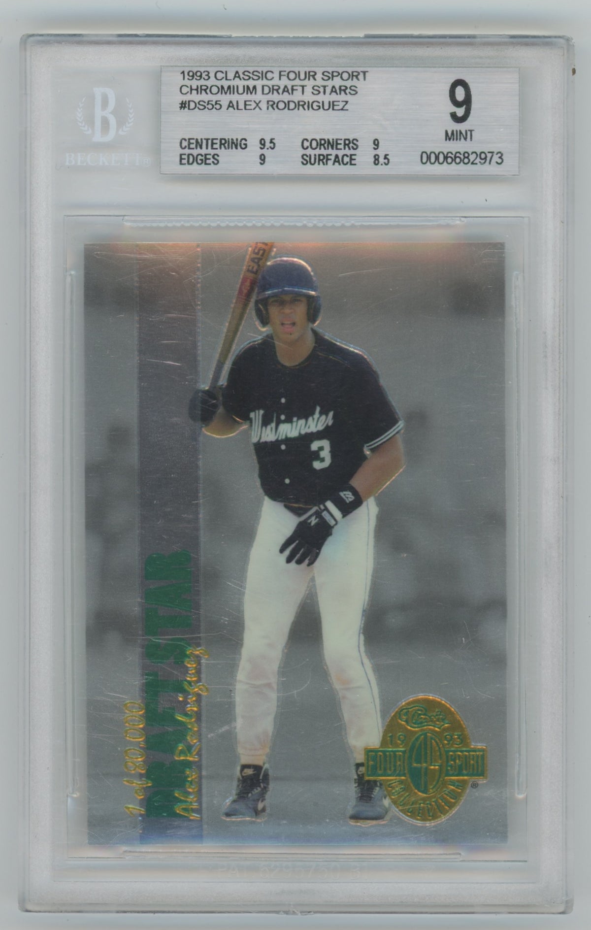 1993 Classic Four Sport Chromium Draft Stars #DS55 Alex Rodriguez BGS 9