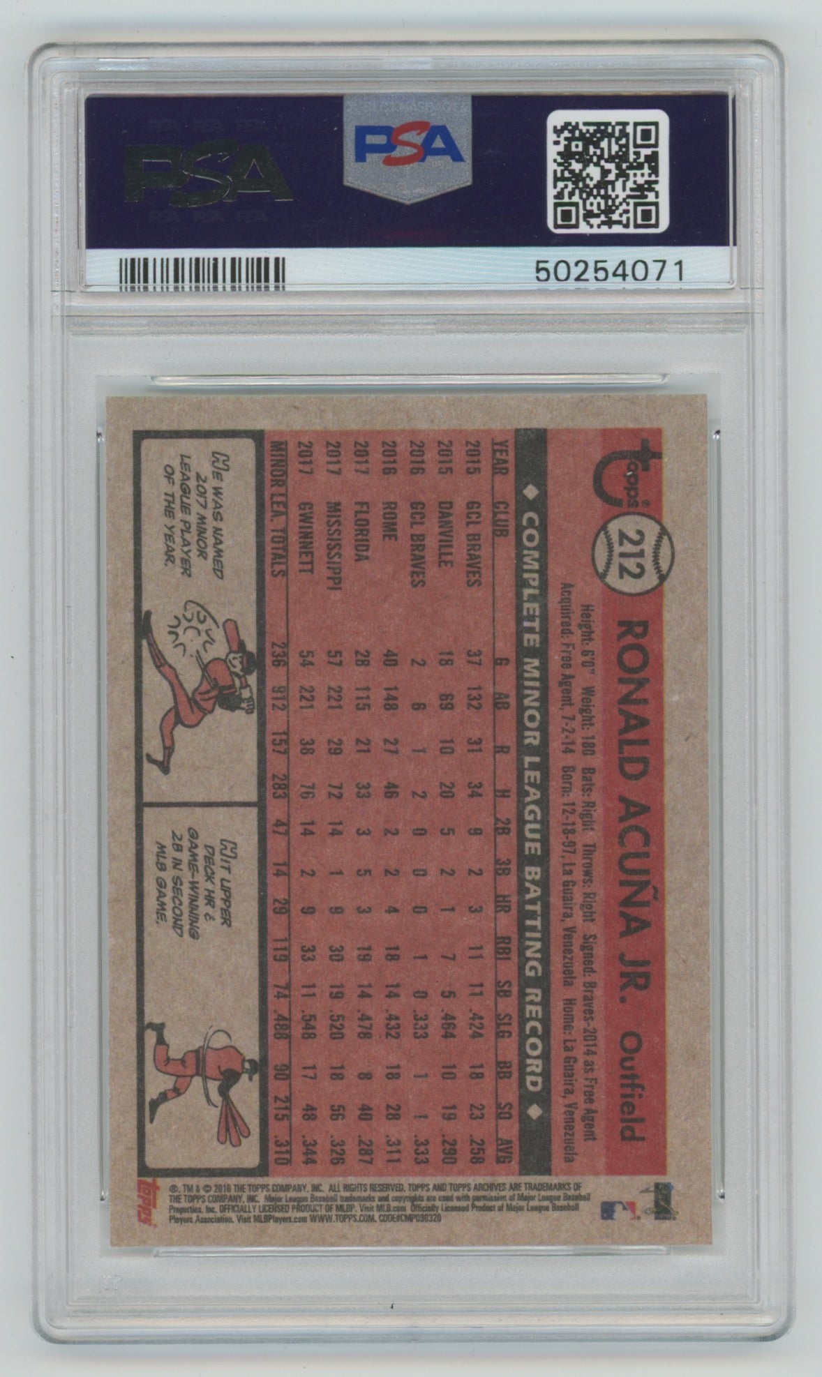 2018 Topps Archives #212 Ronald Acuna Jr. PSA 9 (Rookie)