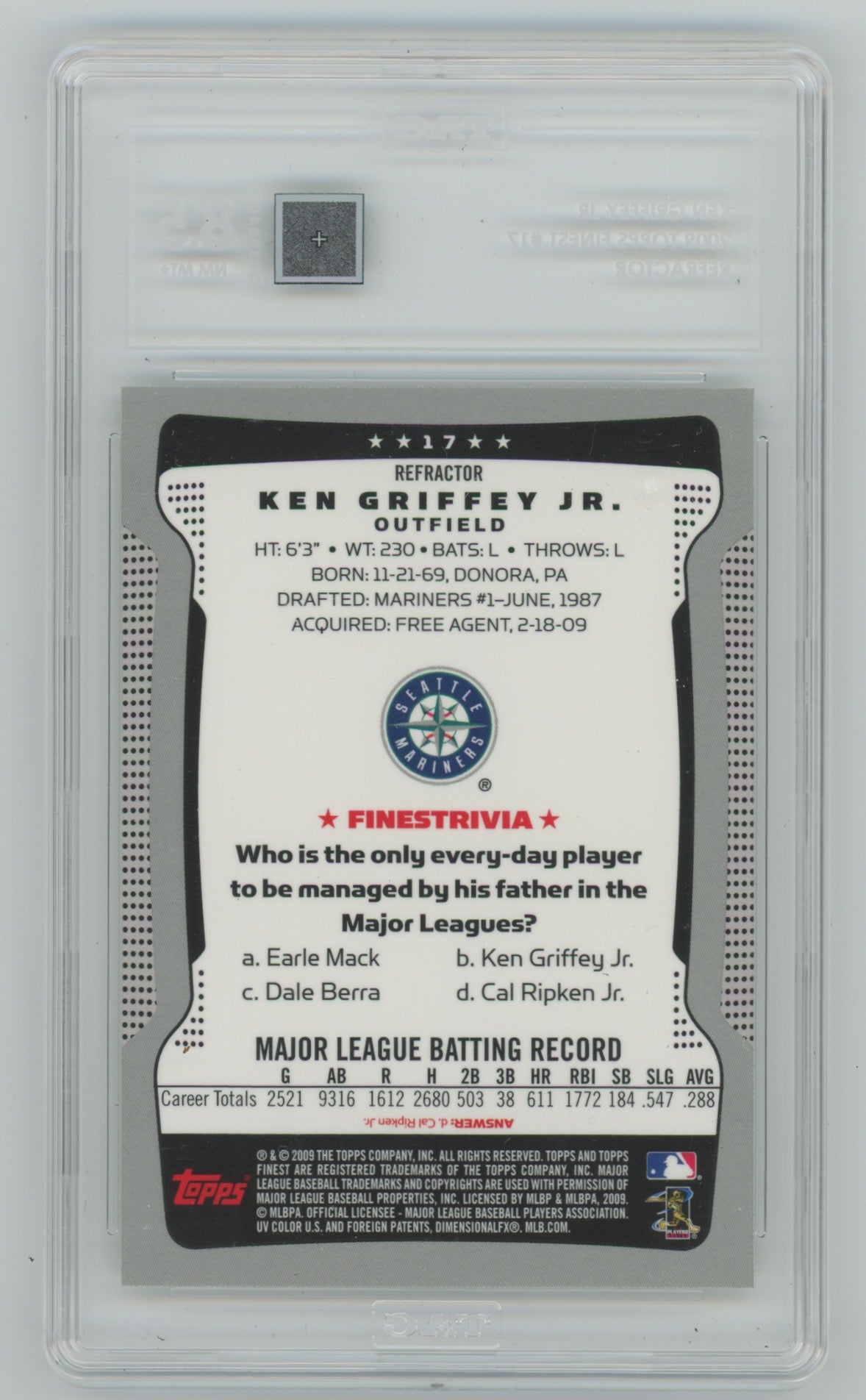 2009 Topps Finest Refractor #17 Ken Griffey Jr. TAG 8.5