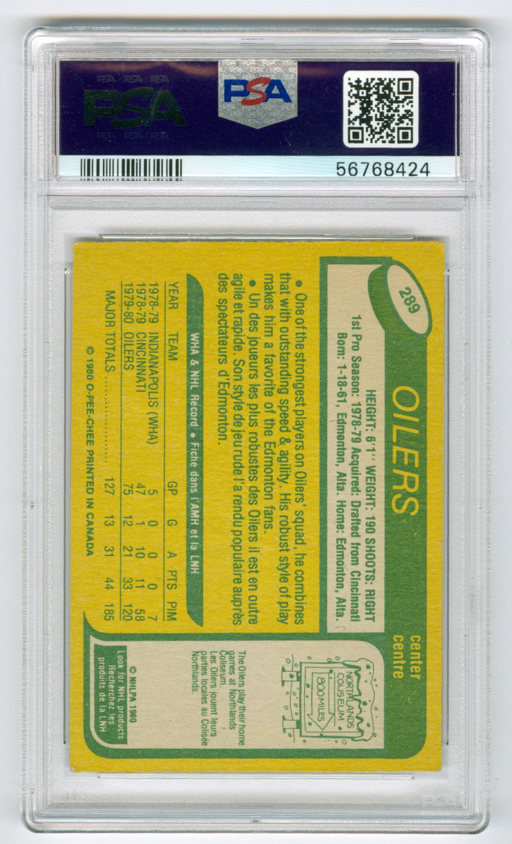 1980-81 O-Pee-Chee #289 Mark Messier PSA 7 (Rookie)