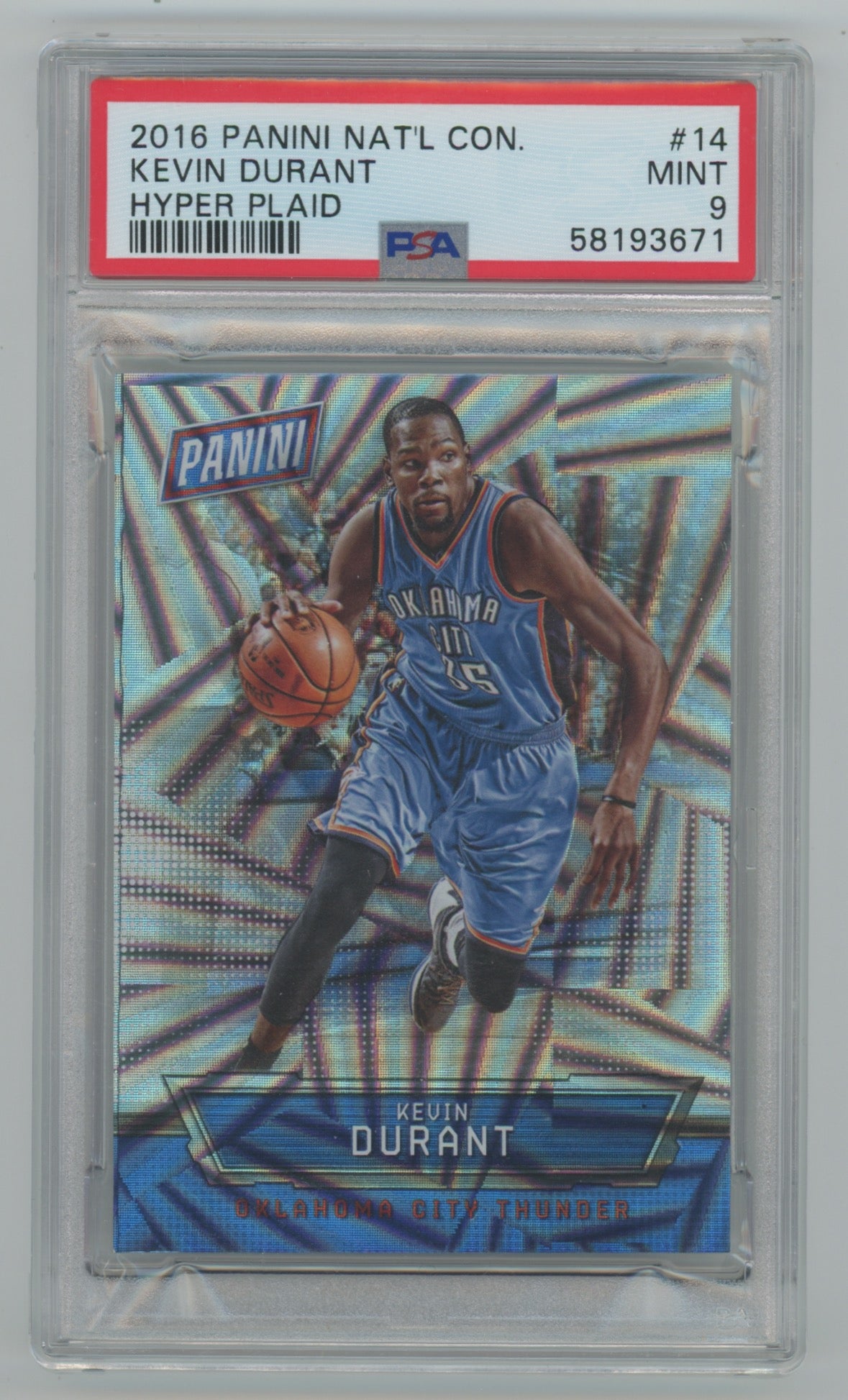 2016 Panini National Convention Hyper Plaid #14 Kevin Durant #43/99 PSA 9