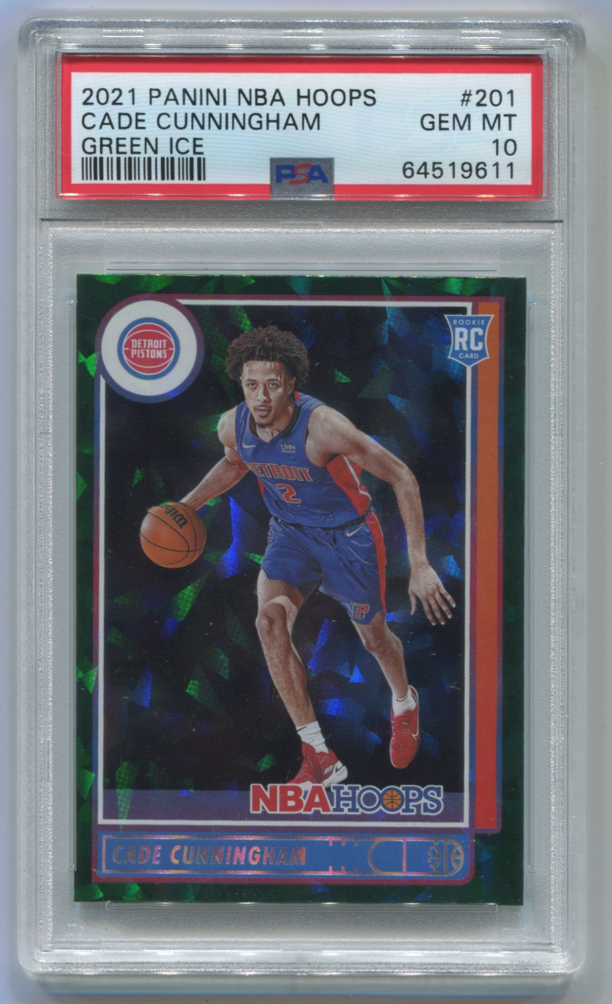 2021-22 NBA Hoops Green Ice #201 Cade Cunningham PSA 10 (Rookie)