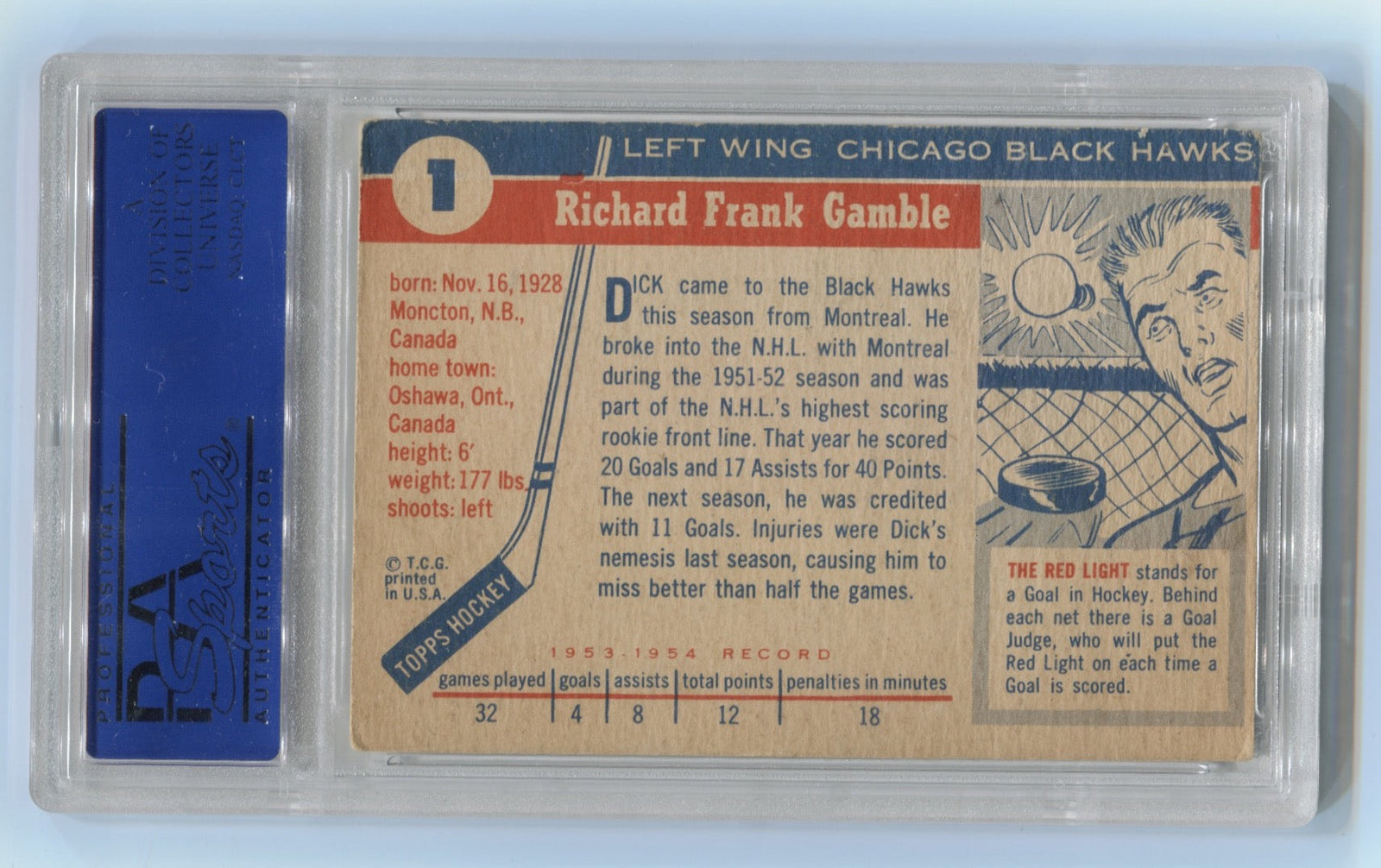 1954-55 Topps #1 Dick Gamble PSA 4