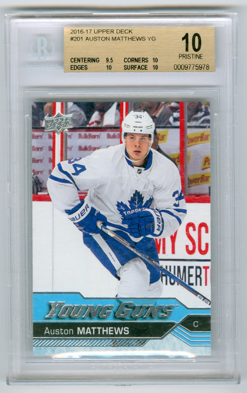 2016-17 Upper Deck #201 Auston Matthews BGS 10 (Rookie)