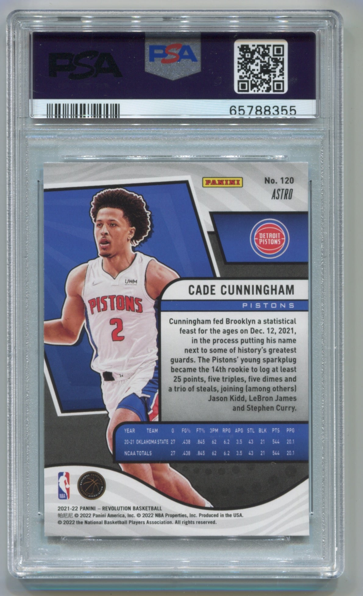 2021-22 Revolution Astro #120 Cade Cunningham PSA 10 (Rookie)