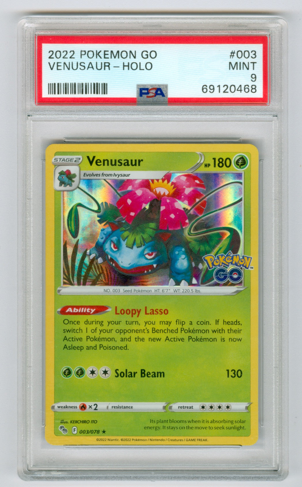 2022 Pokemon Go #003 Venusaur- Holo PSA 9