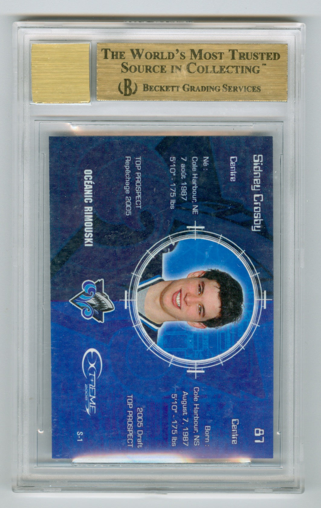 2005 Extreme Top Prospects Signature Edition #S1 Sidney Crosby #307/400 BGS 9.5 (Auto 10)