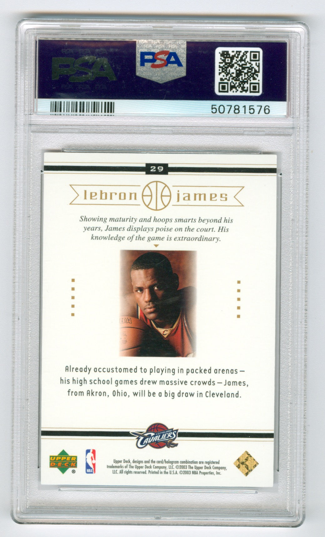 2003-04 Upper Deck Box Set #29 LeBron James PSA 10 (Rookie)