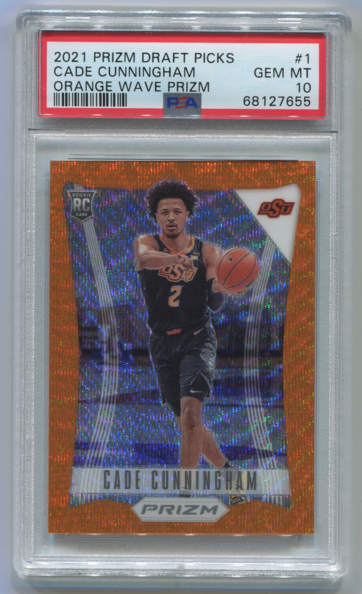 2021 Panini Draft Picks Orange Wave Prizm #1 Cade Cunningham #48/75 PSA 10 (Rookie)