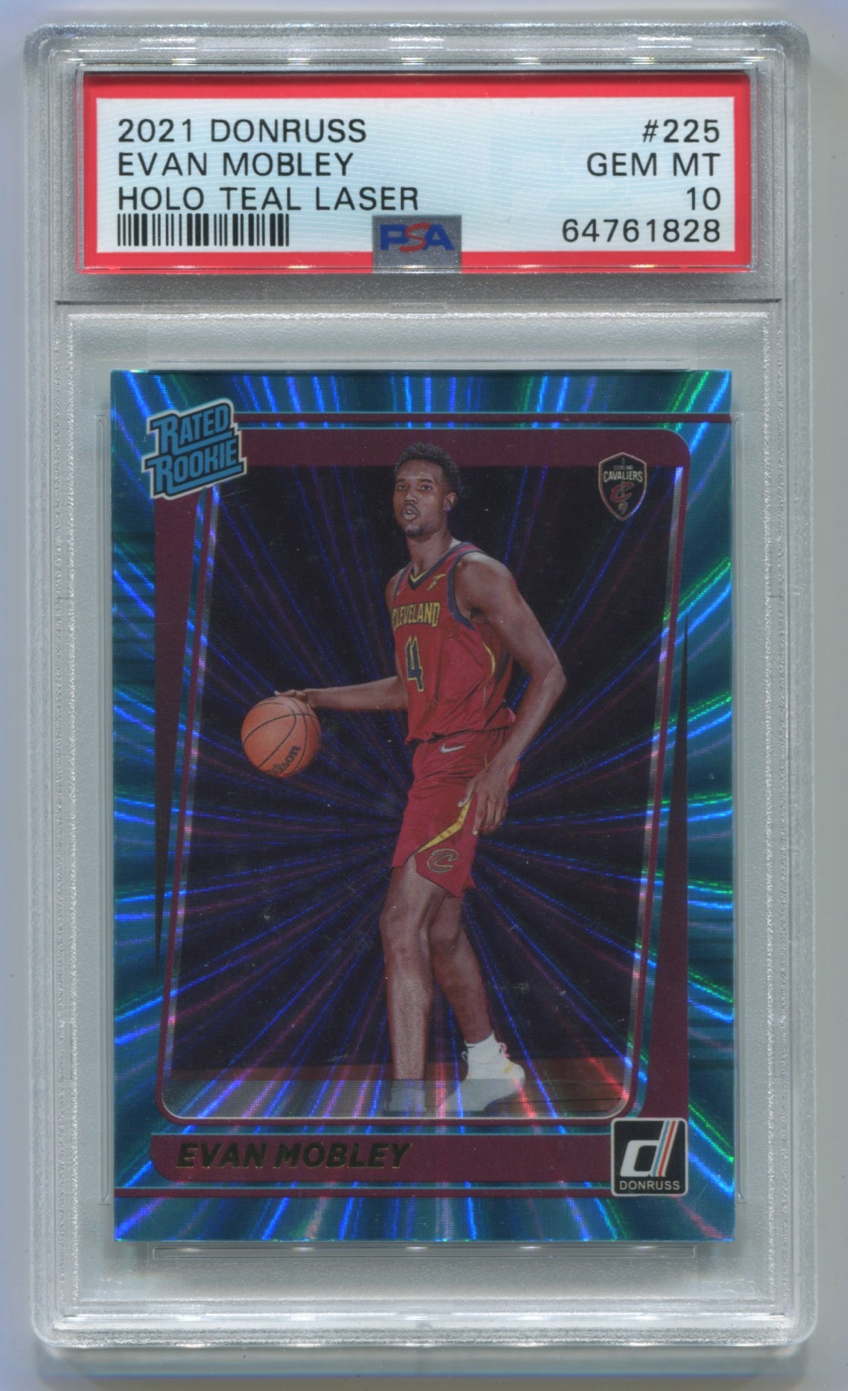 2021-22 Donruss Teal Laser Holo #225 Evan Mobley PSA 10 (Rookie)