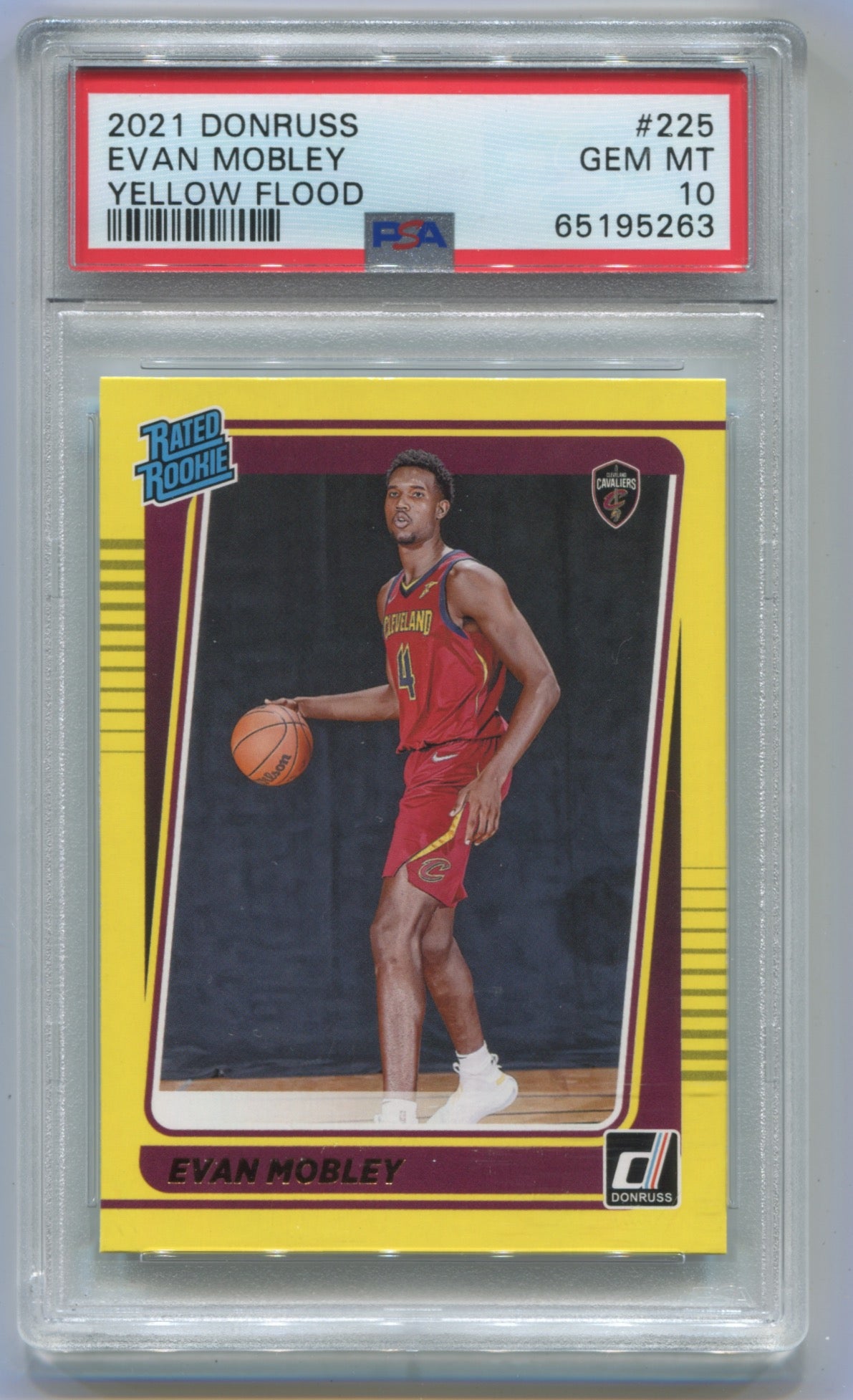 2021-22 Donruss Yellow Flood #225 Evan Mobley PSA 10 (Rookie)
