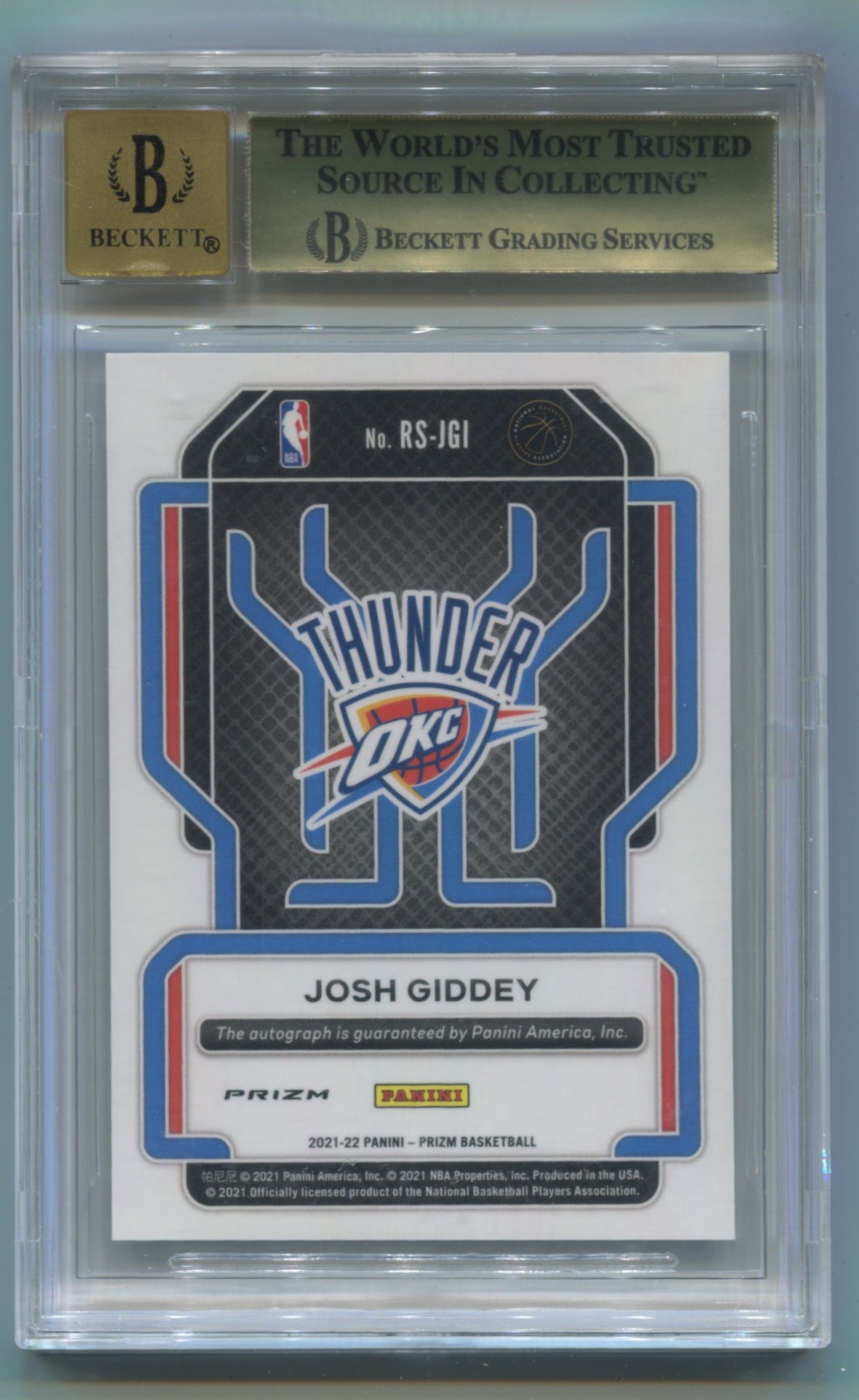2021-22 Panini Prizm Rookie Signatures Silver Prizm #202 Josh Giddey BGS 9.5 (Auto 10) (Rookie)