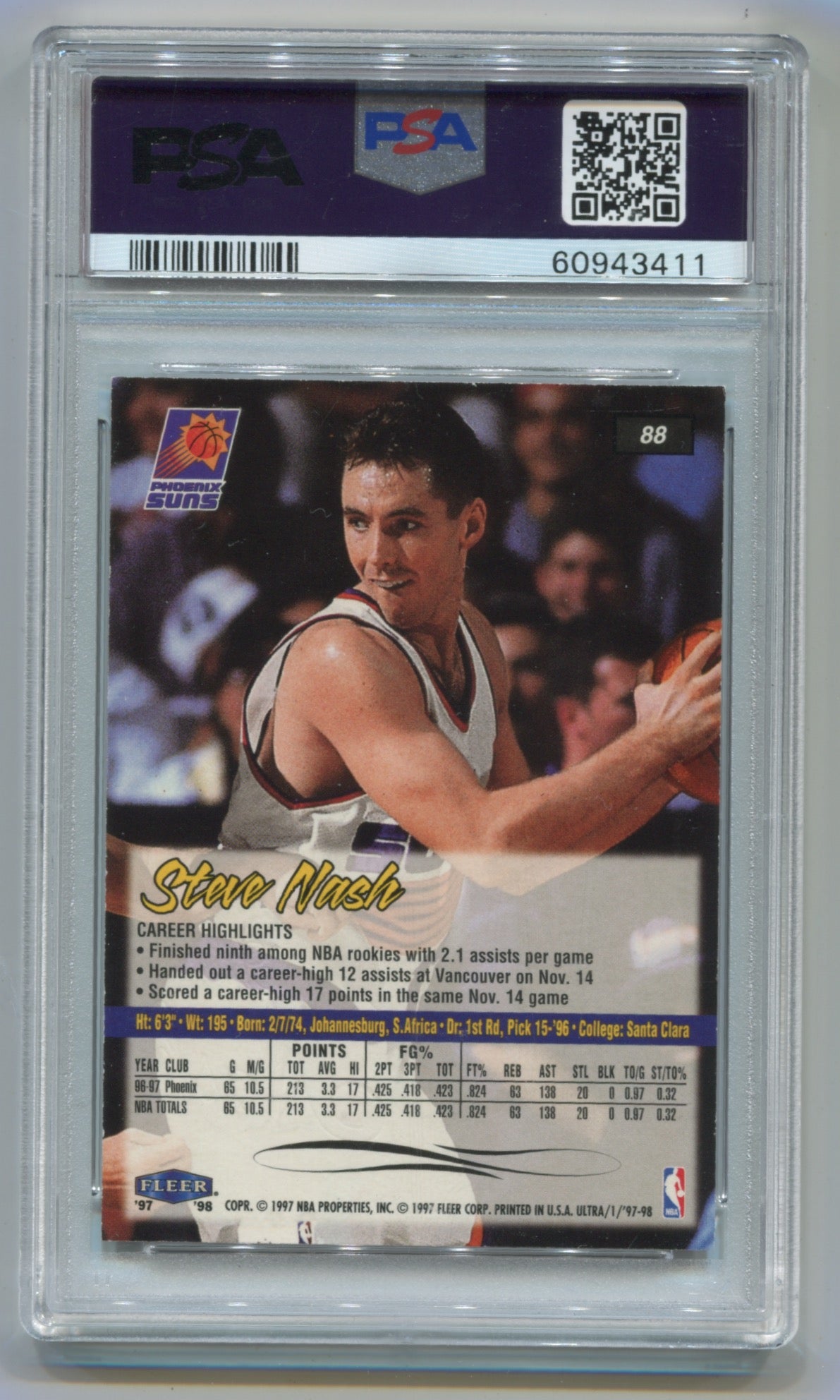 1997-98 Ultra #88 Steve Nash PSA 7
