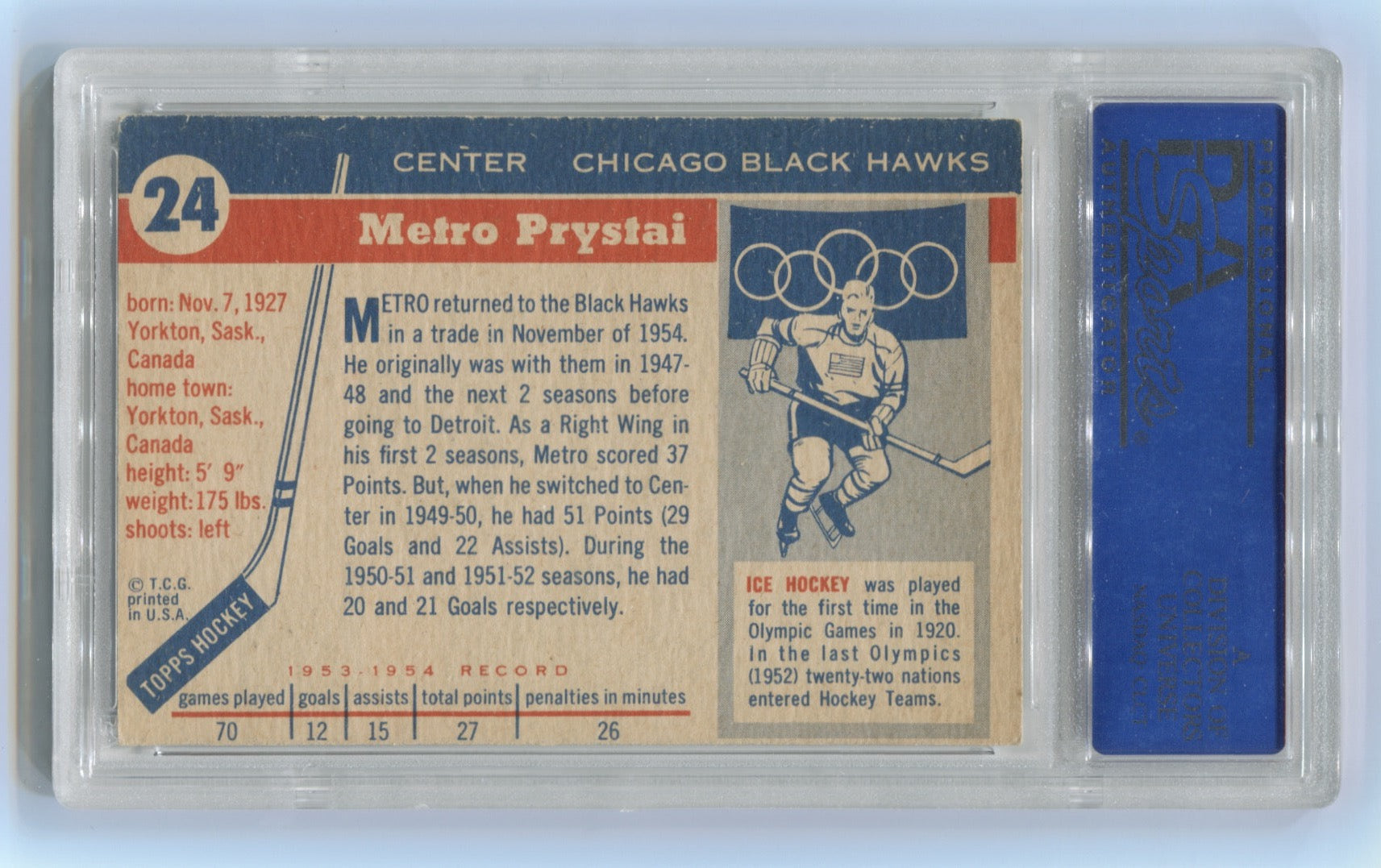 1954-55 Topps #24 Metro Prystai PSA 6 | Eastridge Sports Cards