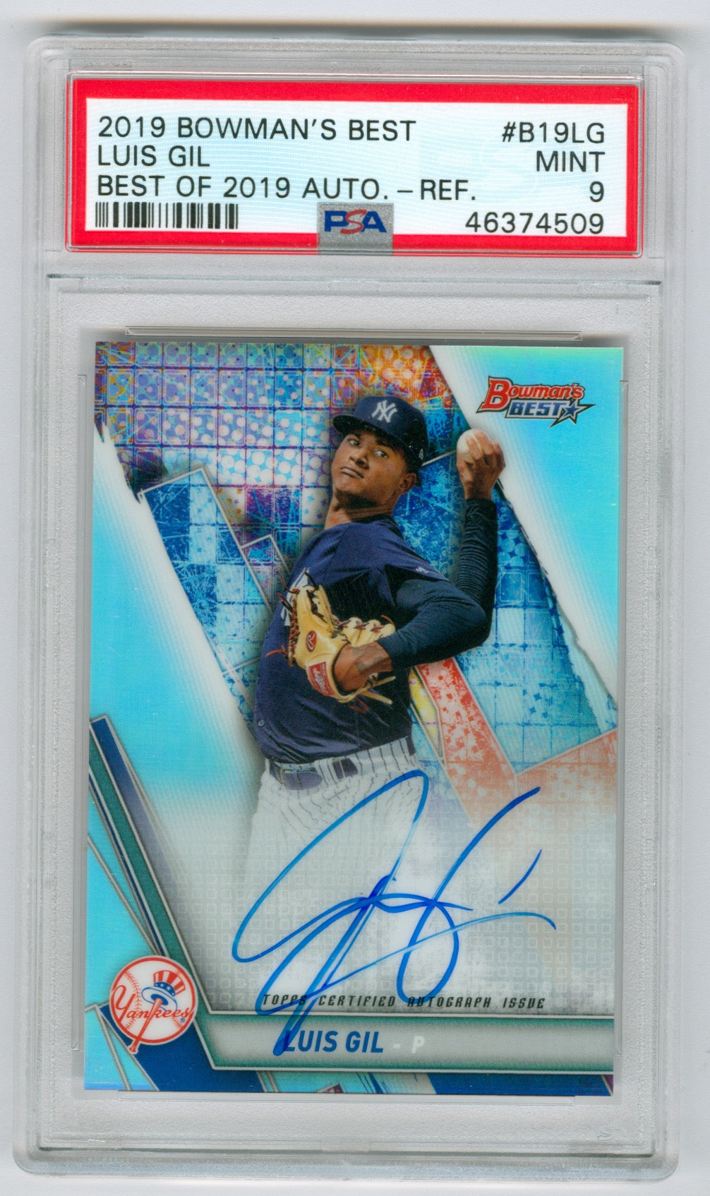 2019 Bowman's Best Best of 2019 Autographs Refractor #B19LG Luis Gil PSA 9