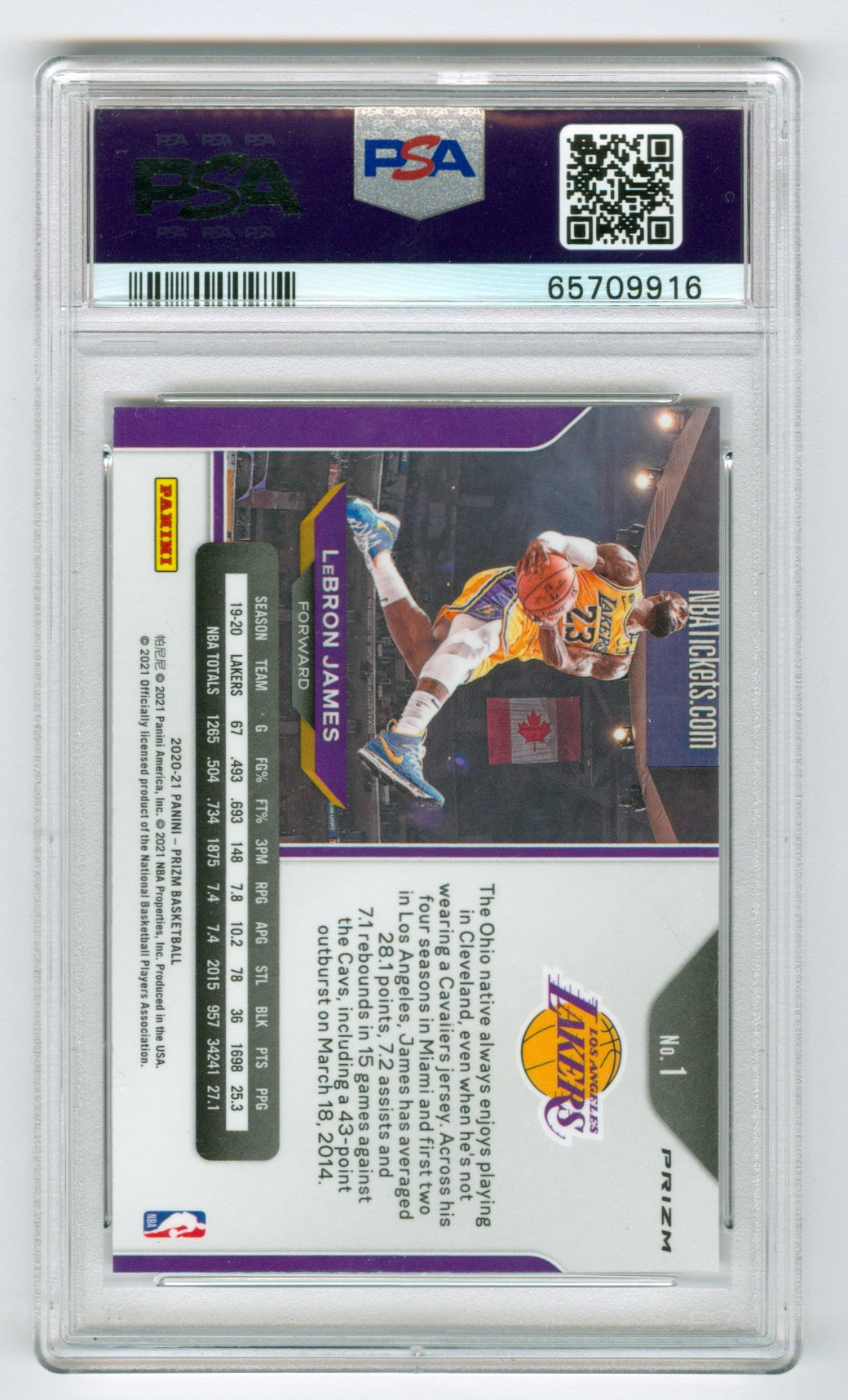 2020-21 Panini Prizm Silver Prizm #1 Lebron James PSA 8