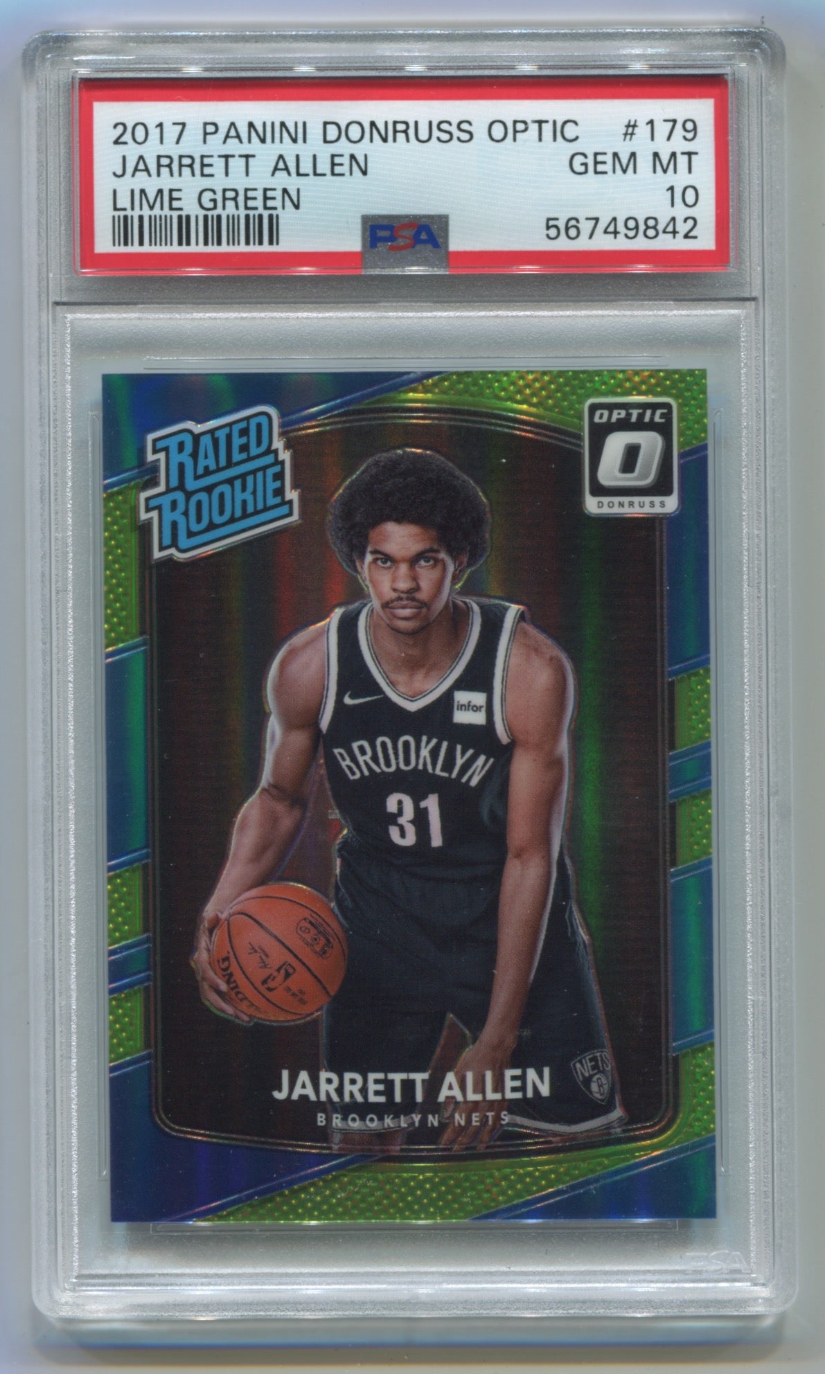 2017-18 Donruss Optic Lime Green #179 Jarrett Allen #066/175 PSA 10 (Rookie)