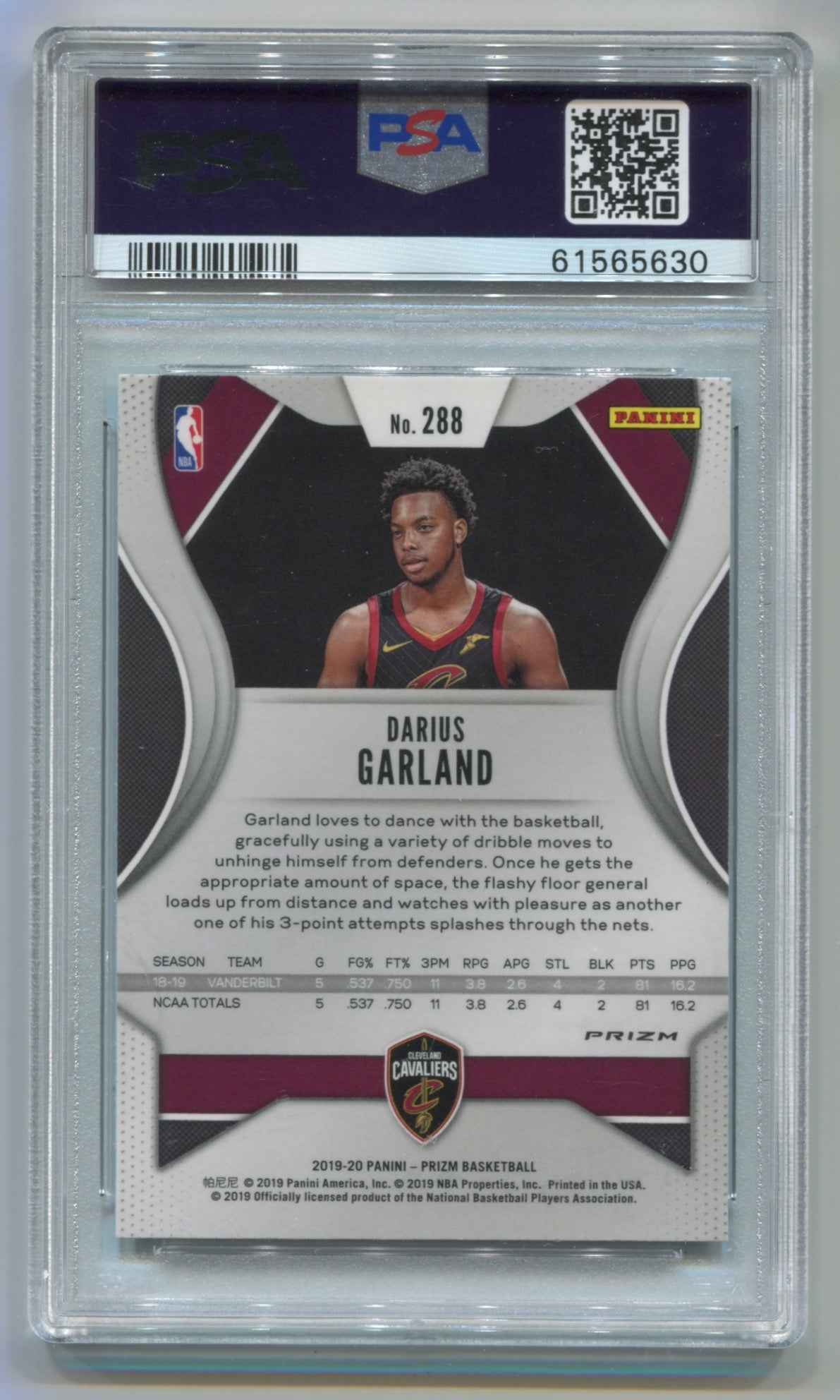 2019-20 Panini Prizm Green Prizm #288 Darius Garland PSA 10 (Rookie)