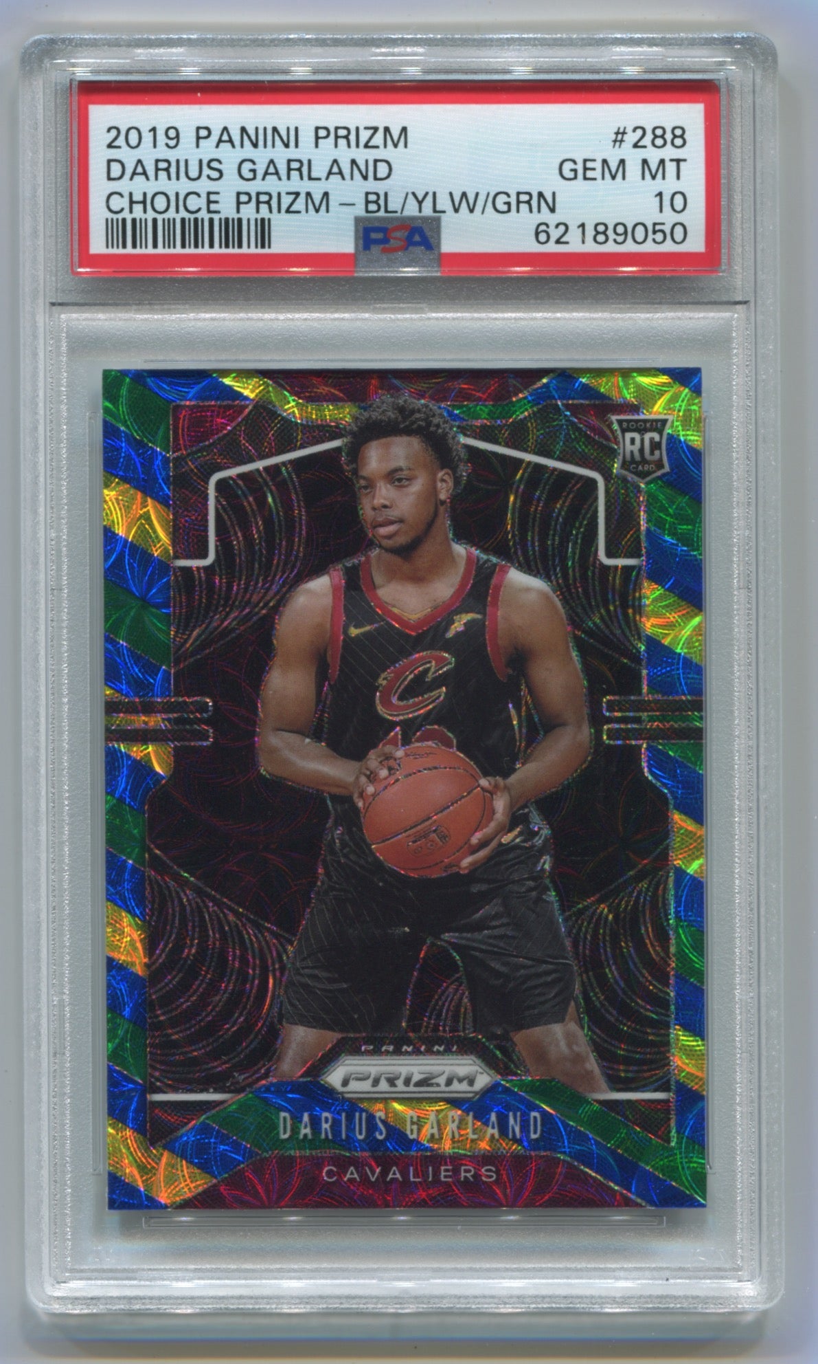 2019-20 Panini Prizm Blue/Yellow/Green Prizm #288 Darius Garland PSA 10 (Rookie)
