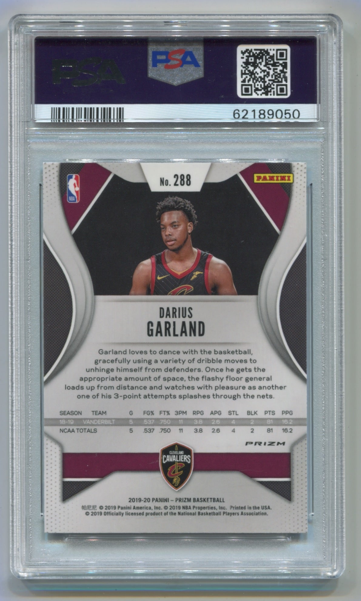 2019-20 Panini Prizm Blue/Yellow/Green Prizm #288 Darius Garland PSA 10 (Rookie)