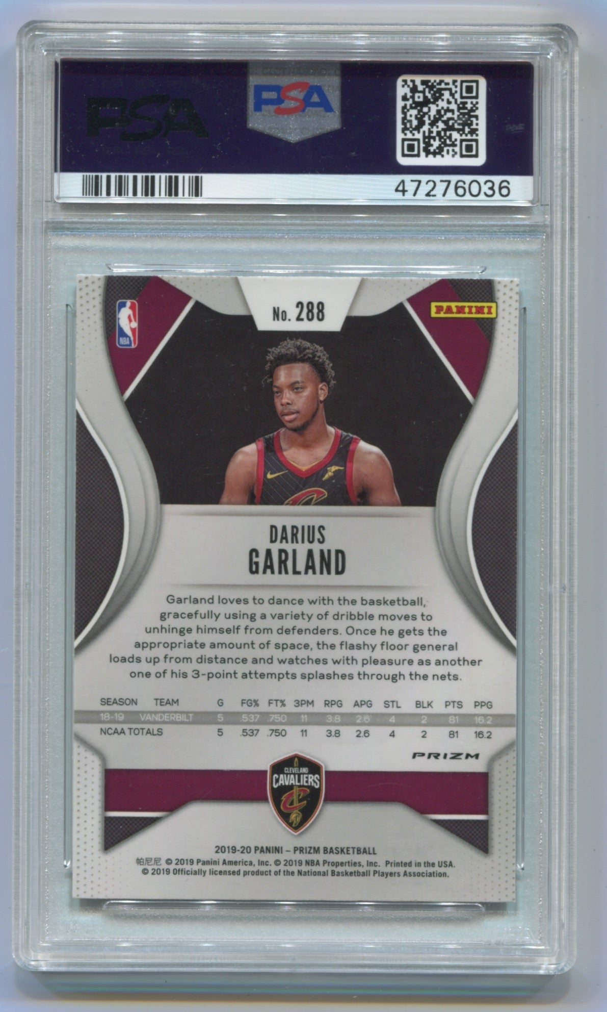2019-20 Panini Prizm Silver Prizm #288 Darius Garland PSA 10 (Rookie)