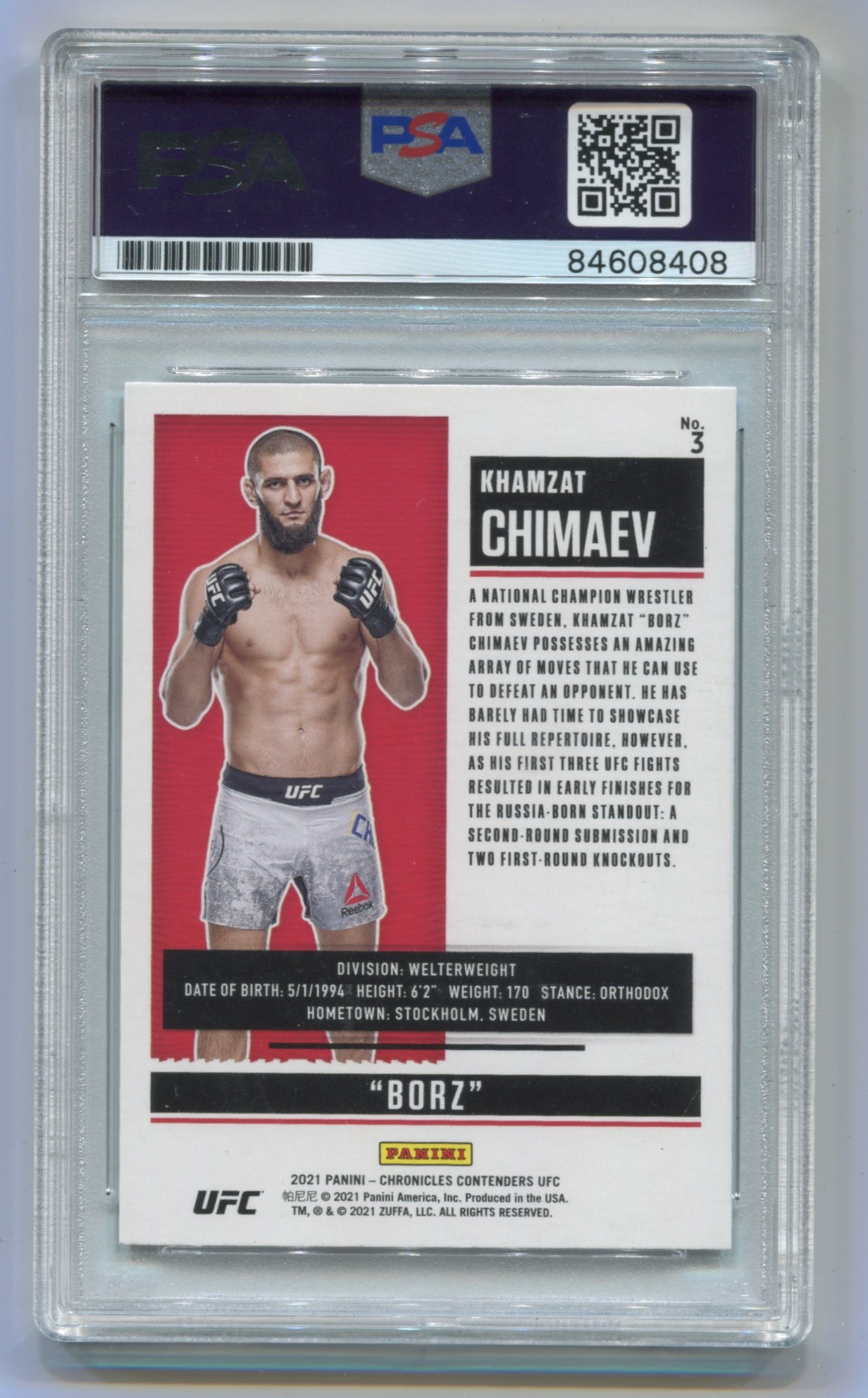 Khamzat Chimaev Signed Trading Card PSA/DNA Auto Grade 10 | Eastridge Sports Cards