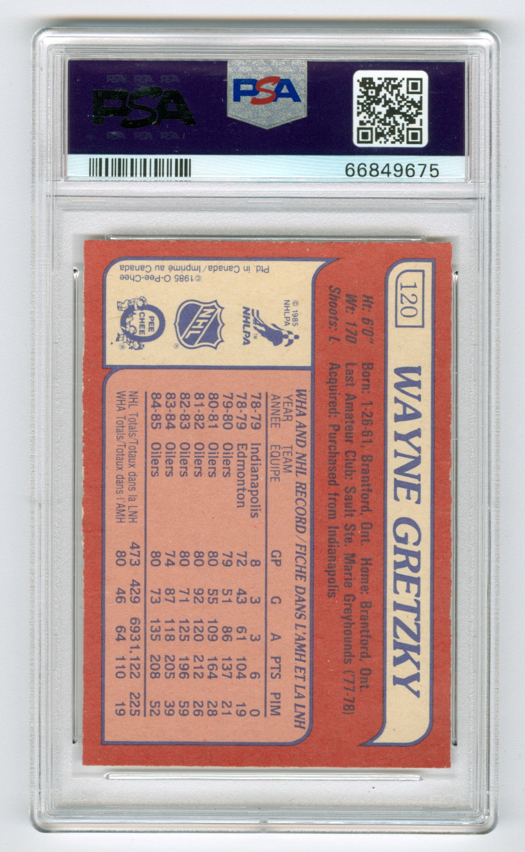 1985-86 O-Pee-Chee #120 Wayne Gretzky PSA 9