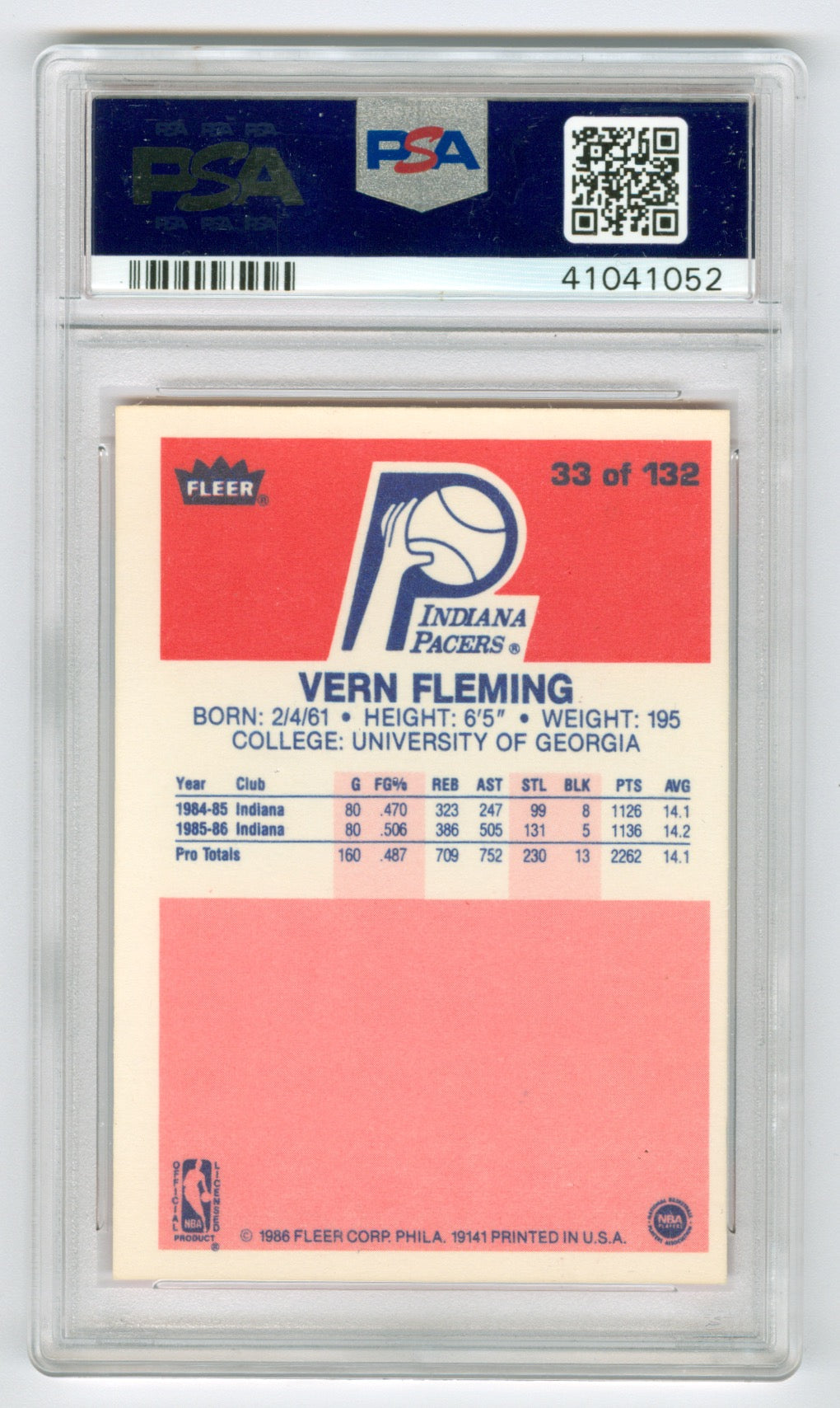 1986-87 Fleer #33 Vern Fleming PSA 8