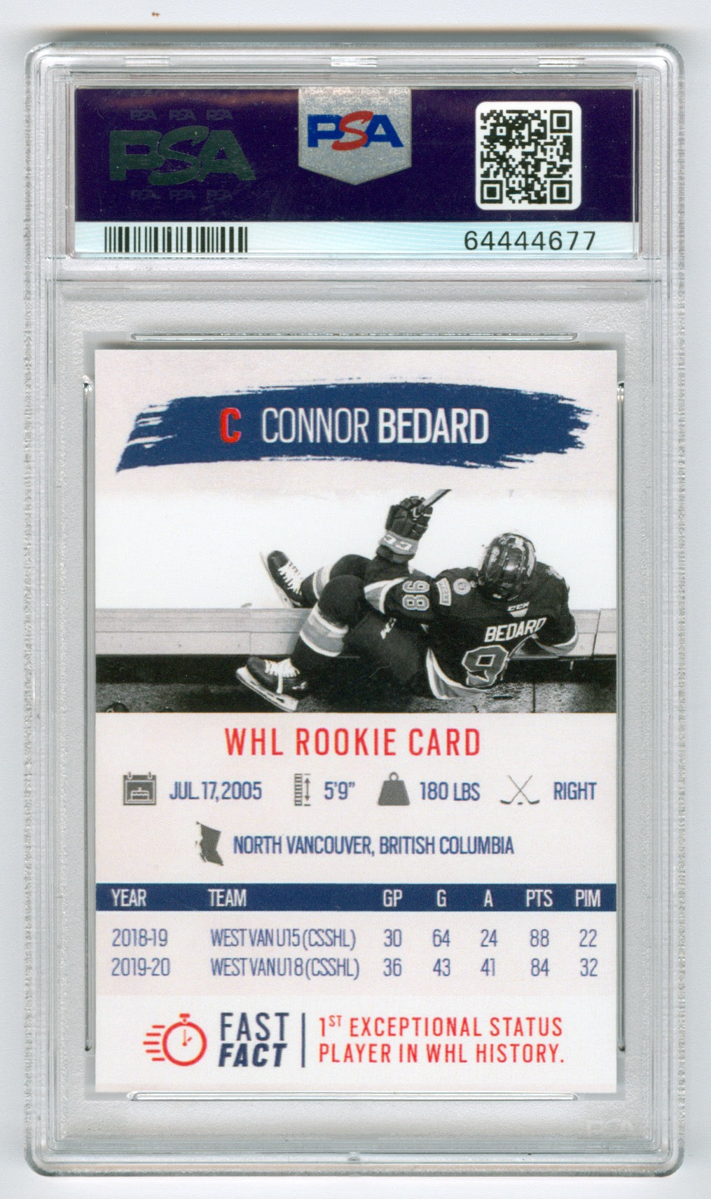 2020-21 Regina Pats Team Set Connor Bedard PSA 9