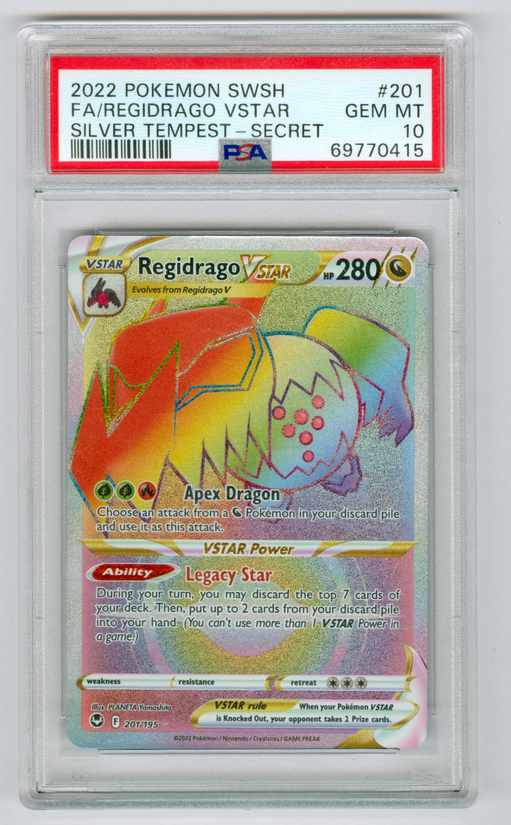2022 Pokemon Silver Tempest #201 Regidrago VSTAR- Full Art PSA 10