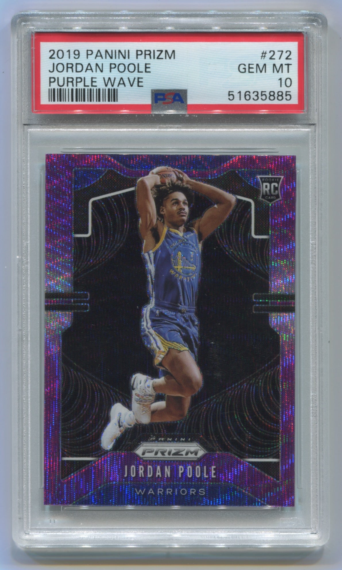 2019-20 Panini Prizm Purple Wave Prizm #272 Jordan Poole PSA 10 (Rookie)