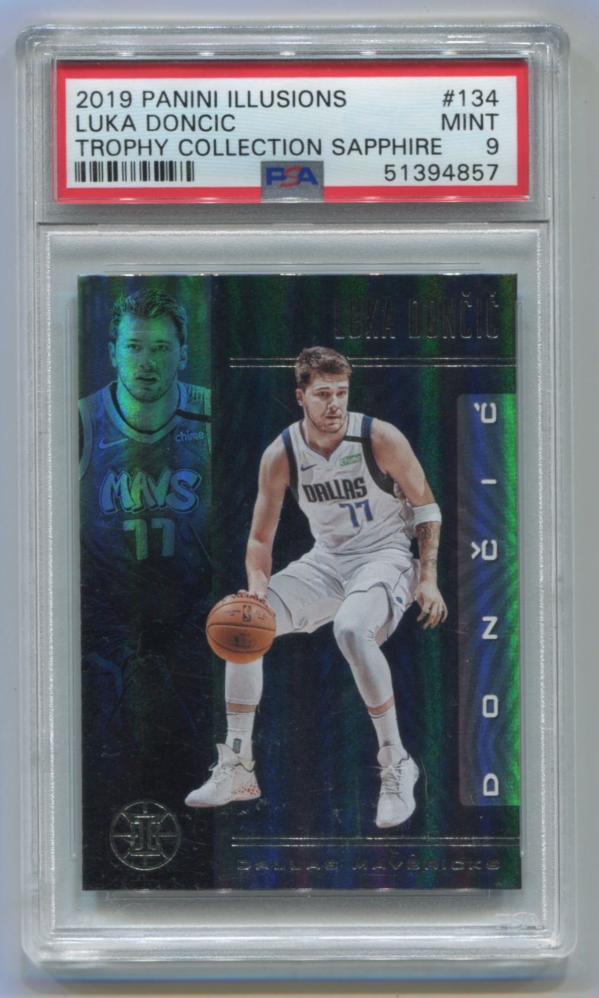 2019-20 Panini Illusions Trophy Collection Sapphire #134 Luka Doncic PSA 9