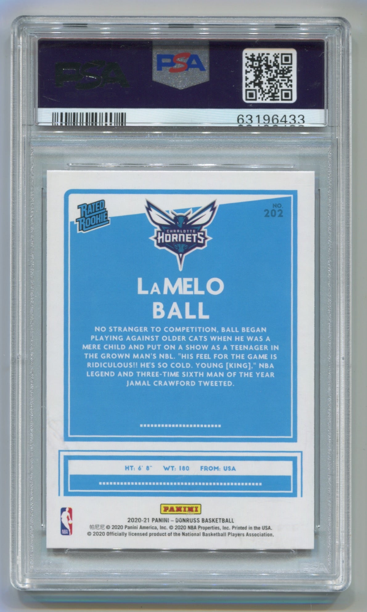 2020-21 Donruss Orange Laser #202 LaMelo Ball PSA 10 (Rookie)