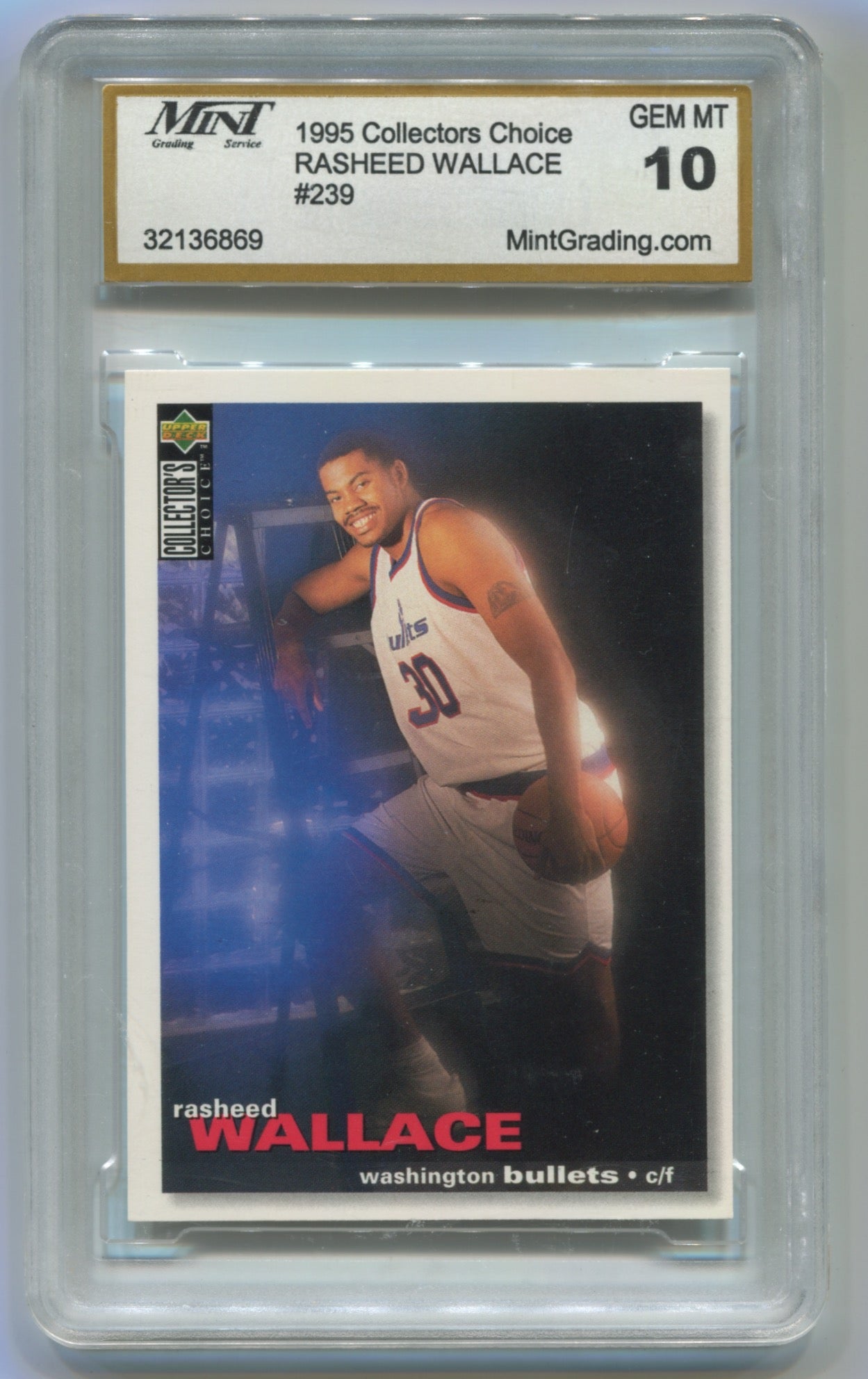 1995-96 Collector's Choice #239 Rasheed Wallace Mint 10 (Rookie)