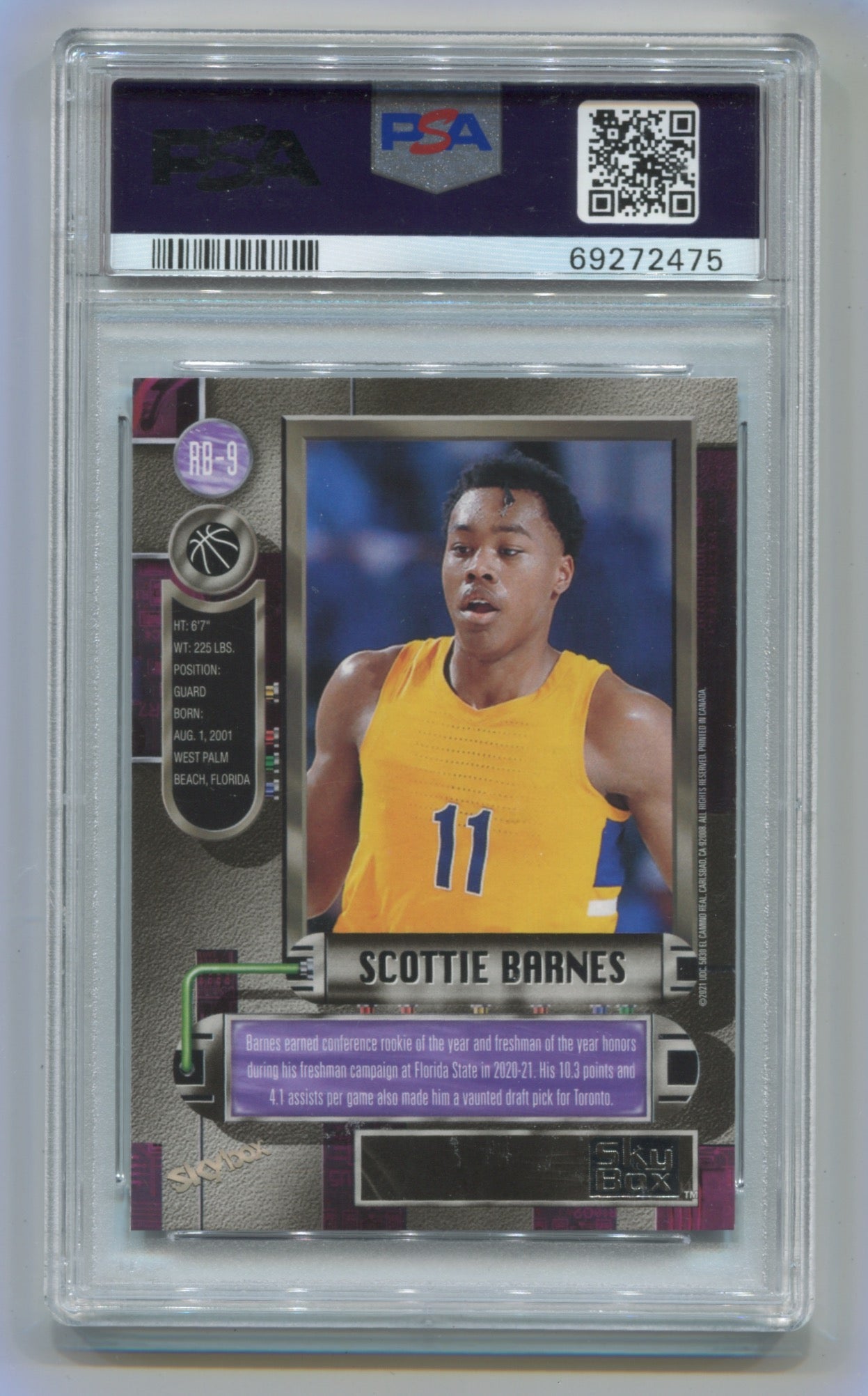 2021 Skybox Metal Champions '97-'98 Retro #RB9 Scottie Barnes PSA 8