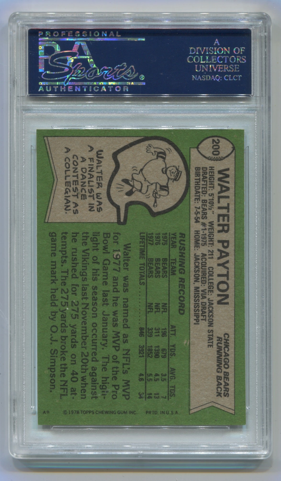 1978 Topps All-Pro #200 Walter Payton PSA 7