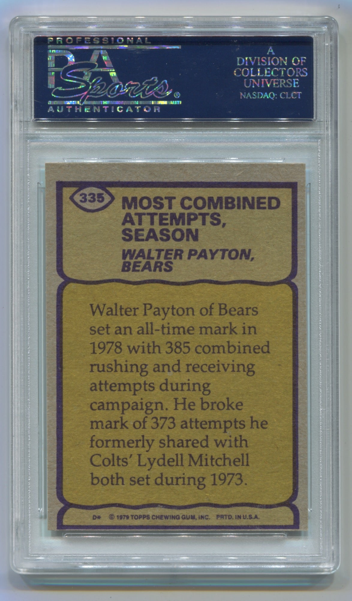 1979 Topps Record Breaker #335 Walter Payton PSA 8(OC)