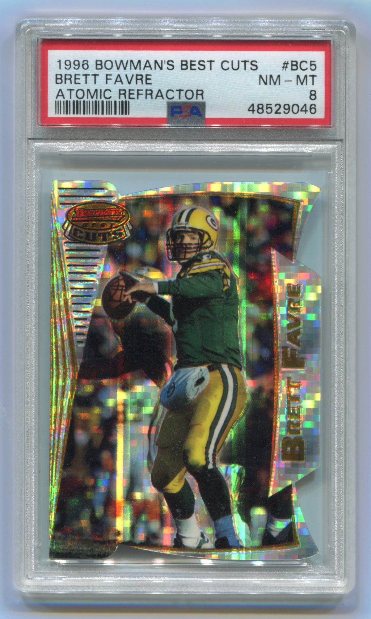 1996 Bowman's Best Cuts Atomic Refractor #BC5 Brett Favre PSA 8