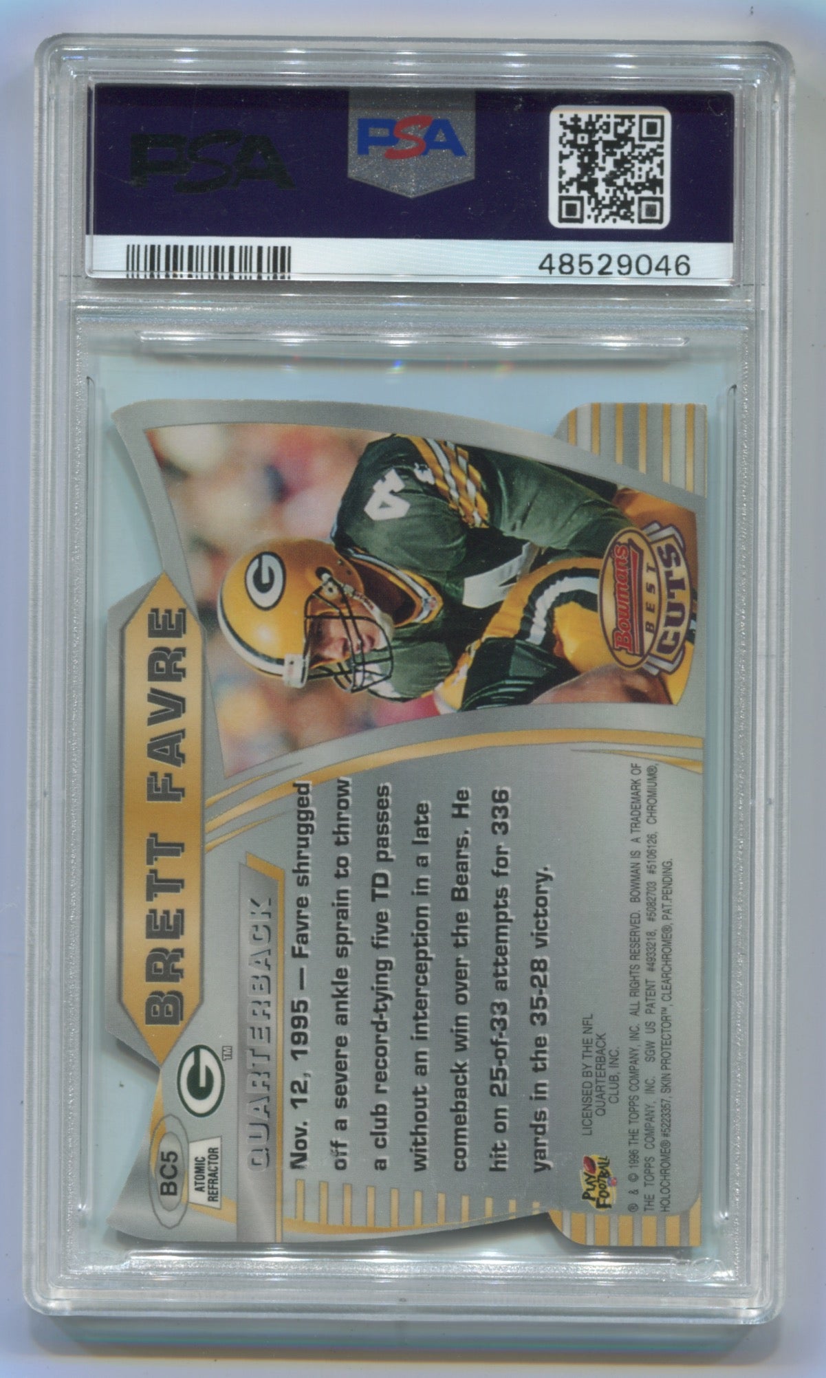 1996 Bowman's Best Cuts Atomic Refractor #BC5 Brett Favre PSA 8
