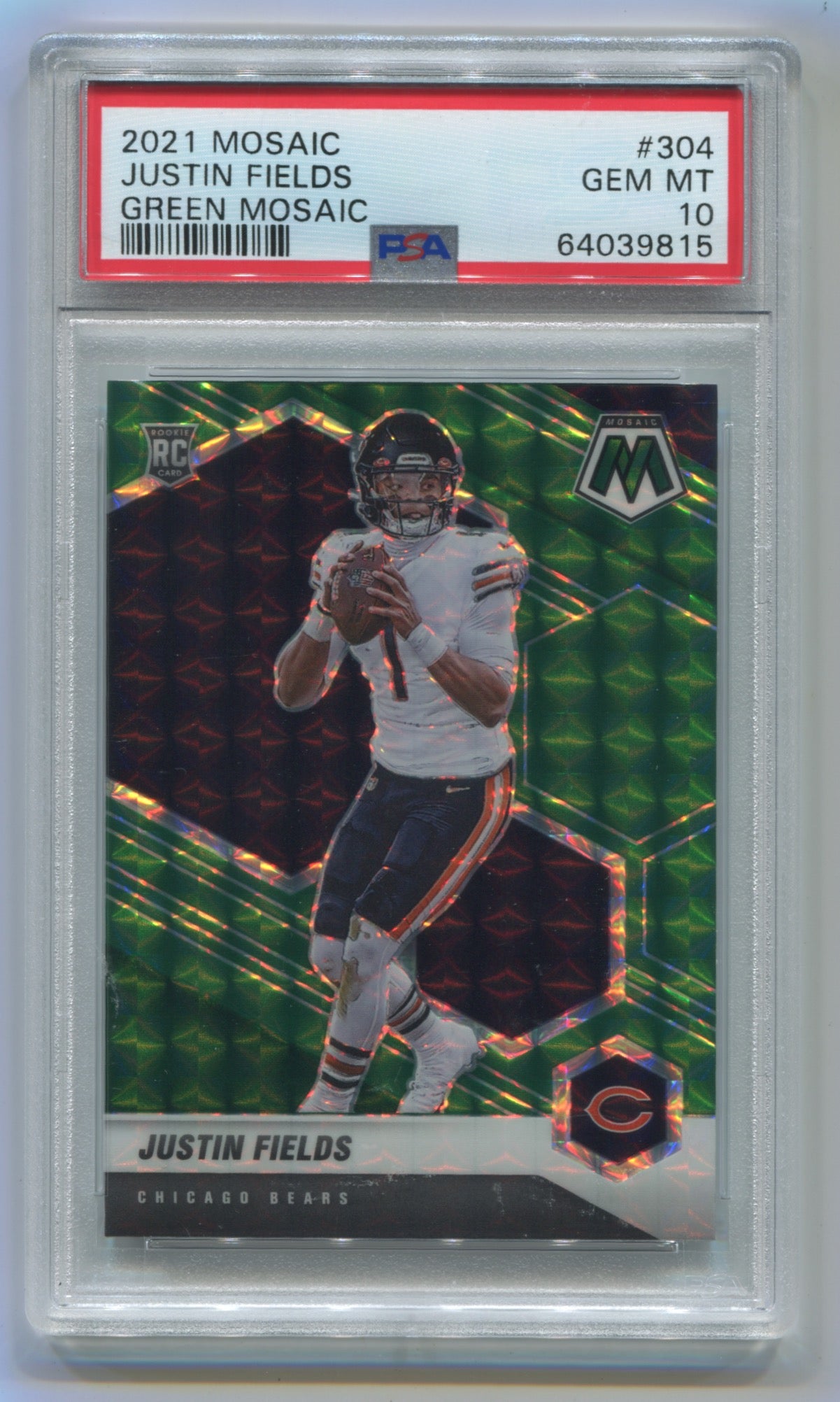 2021 Mosaic Green Mosaic #304 Justin Fields PSA 10 (Rookie)