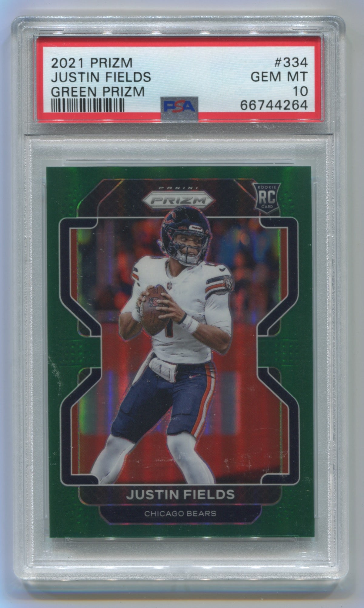 2021 Panini Prizm Green Prizm #334 Justin Fields PSA 10 (Rookie)