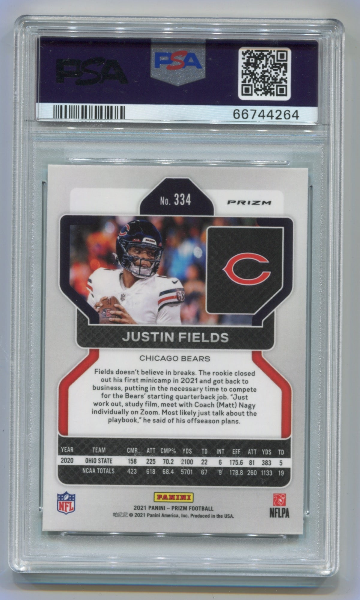 2021 Panini Prizm Green Prizm #334 Justin Fields PSA 10 (Rookie)