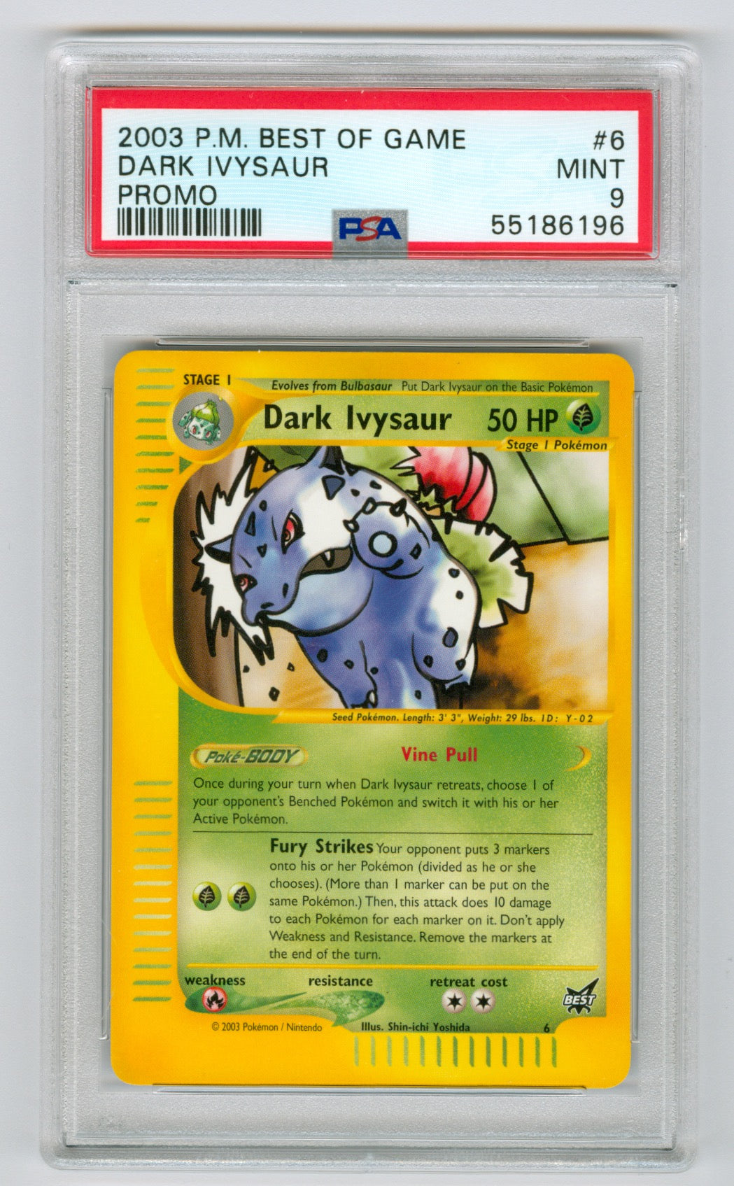2003 Pokemon Best of Game Promo #6 Dark Ivysaur PSA 9