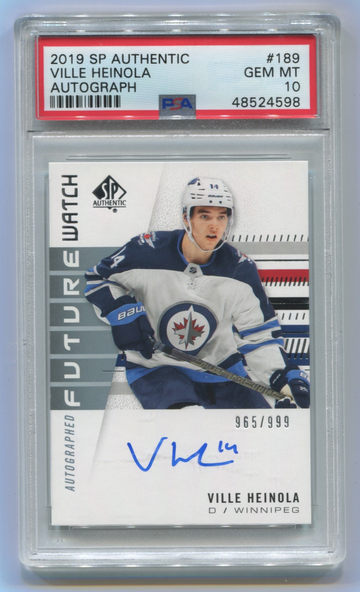 2019-20 SP Authentic #189 Ville Heinola #965/999 PSA 10 (Rookie)