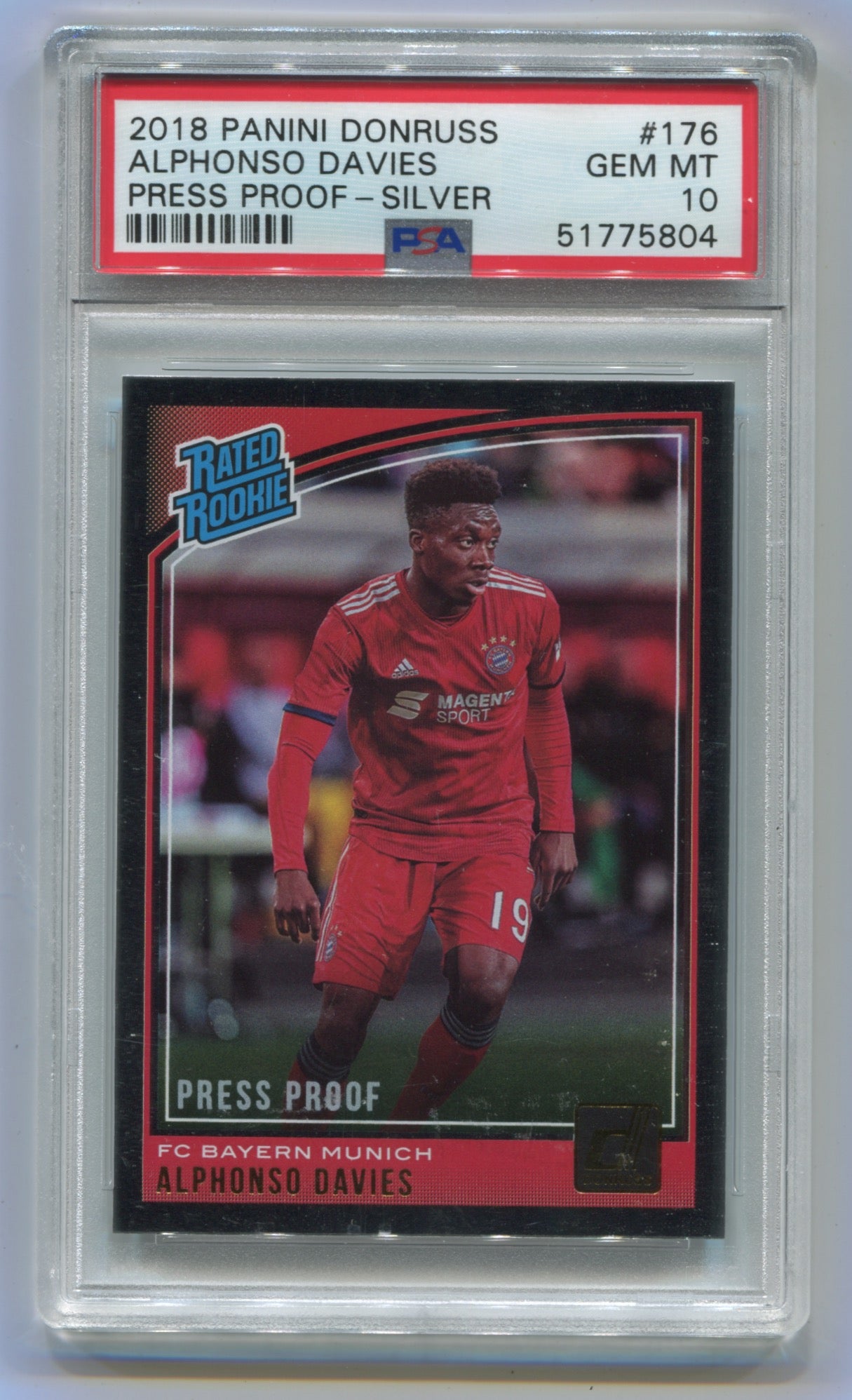 2018-19 Panini Donruss Press Proof Silver #176 Alphonso Davies PSA 10 (Rookie)