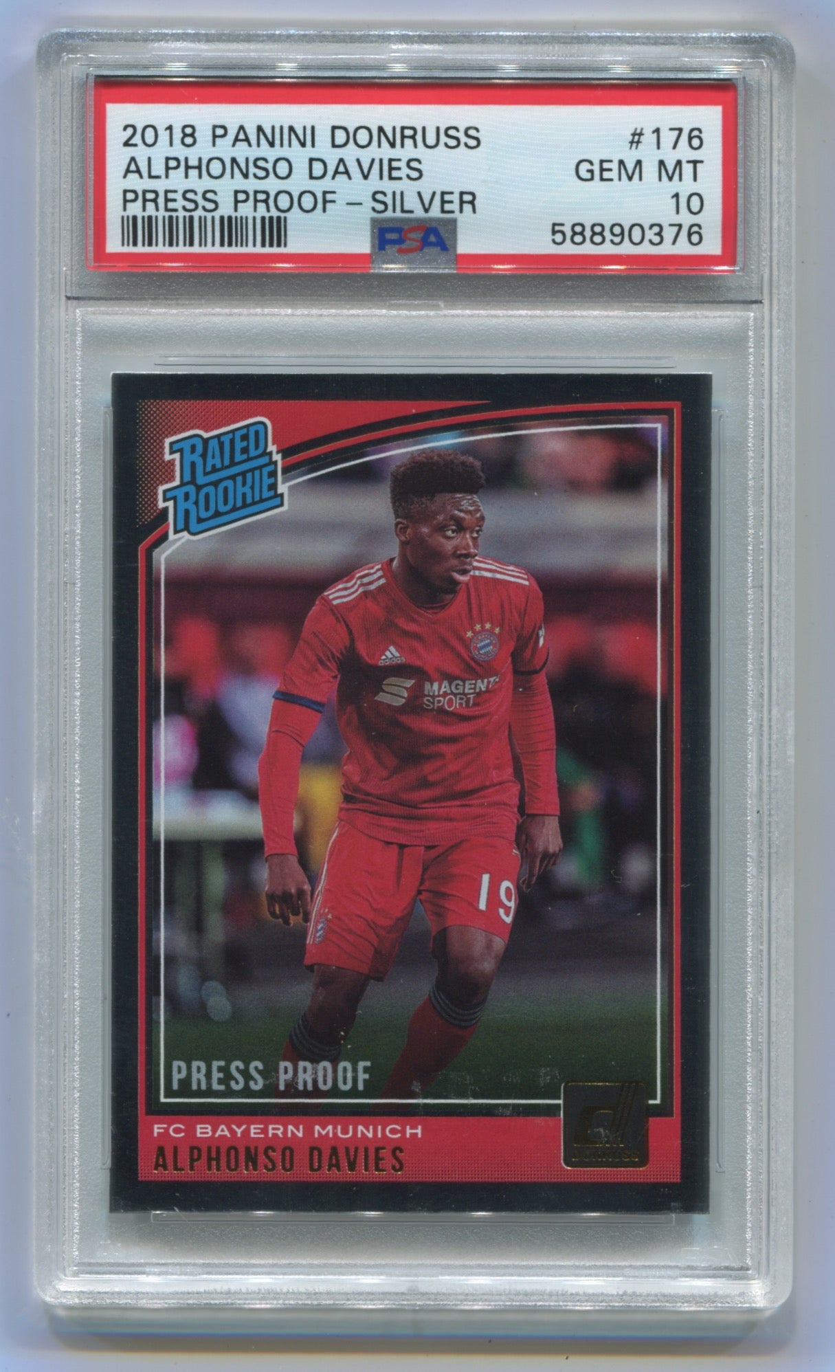 2018-19 Panini Donruss Press Proof Silver #176 Alphonso Davies PSA 10 (Rookie)