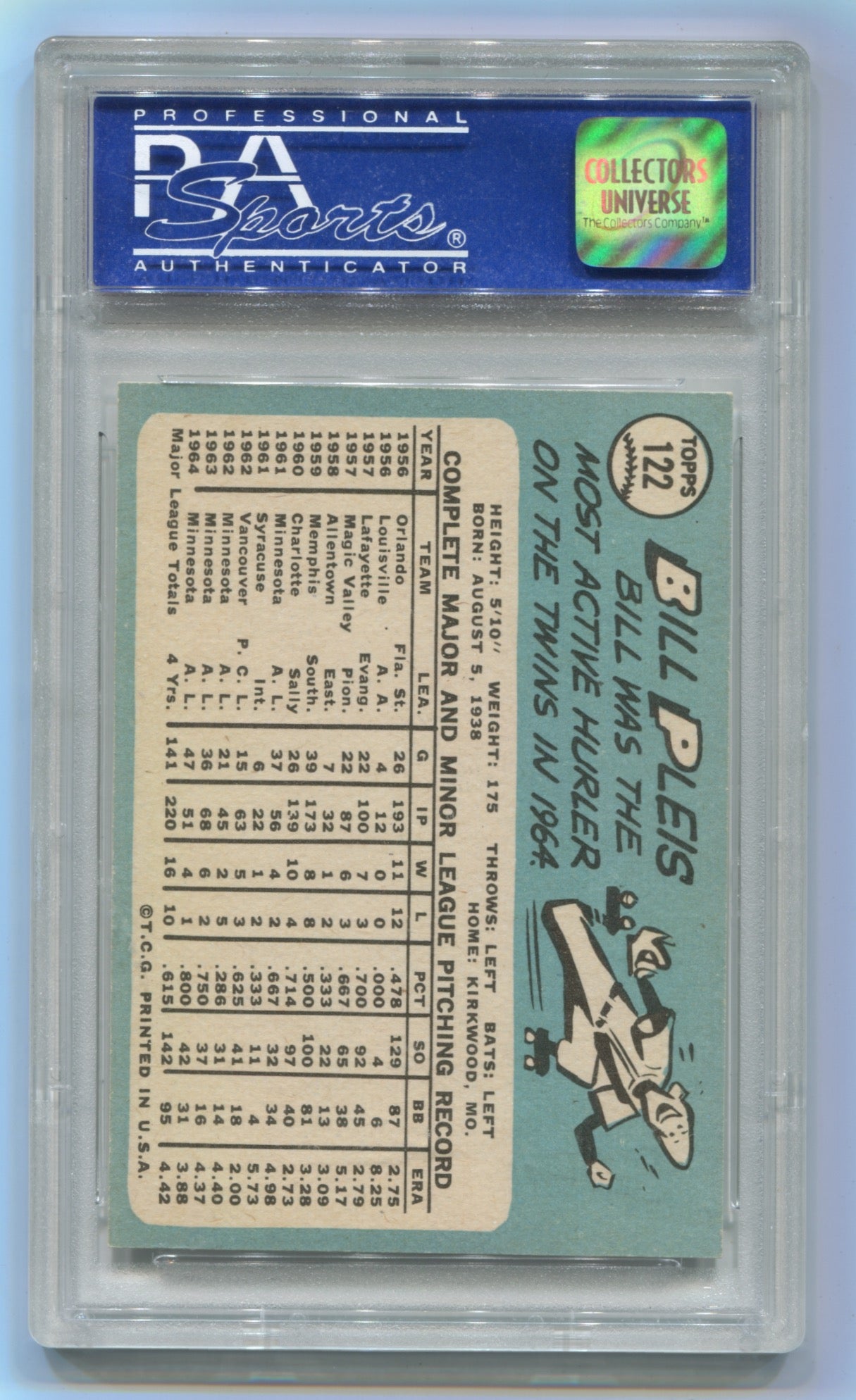 1965 Topps #122 Bill Pleis PSA 7