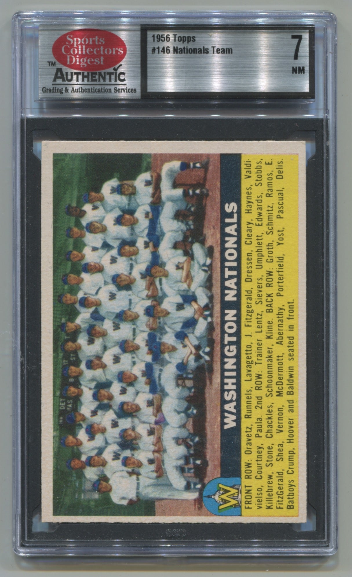 1956 Topps #146 Washington Nationals SCD 7